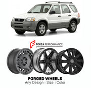 FORGED WHEELS RIMS for FORD ESCAPE 2001 - 2007

Custom forged wheels for Ford Escape 2001 - 2007. Made-to-order monoblock, 2-piece and 3-piece rims in custom sizes, offsets, colors and finishes with guaranteed fitment.

We manufacture premium quality forged wheels rims for Ford Escape 2001 - 2007 in any design, size, color.

THIS WHEEL DESIGN CAN BE CUSTOM-MADE FOR YOUR CAR IN ANY SIZE AND COLOR OPTIONS
Available in monoblock, 2-piece, 3-piece, duoblock, beadlock
3D wheel renderings are provided according t