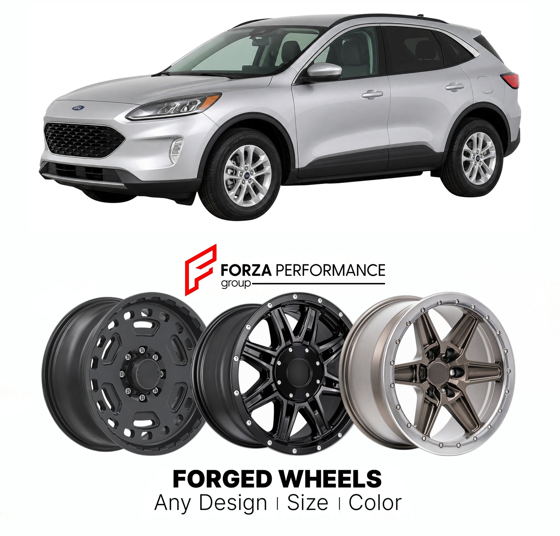 FORGED WHEELS RIMS for FORD ESCAPE 2020+

Custom forged wheels for Ford Escape 2020+. Made-to-order monoblock, 2-piece and 3-piece rims in custom sizes, offsets, colors and finishes with guaranteed fitment.

We manufacture premium quality forged wheels rims for Ford Escape 2020+ in any design, size, color.

THIS WHEEL DESIGN CAN BE CUSTOM-MADE FOR YOUR CAR IN ANY SIZE AND COLOR OPTIONS
Available in monoblock, 2-piece, 3-piece, duoblock, beadlock
3D wheel renderings are provided according to the exact dimens