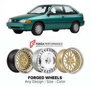 FORGED WHEELS RIMS for FORD ESCORT 1991 - 1996

Custom forged wheels for Ford Escort 1991 - 1996. Made-to-order monoblock, 2-piece and 3-piece rims in custom sizes, offsets, colors and finishes with guaranteed fitment.

We manufacture premium quality forged wheels rims for Ford Escort 1991 - 1996 in any design, size, color.

THIS WHEEL DESIGN CAN BE CUSTOM-MADE FOR YOUR CAR IN ANY SIZE AND COLOR OPTIONS
Available in monoblock, 2-piece, 3-piece, duoblock, beadlock
3D wheel renderings are provided according t