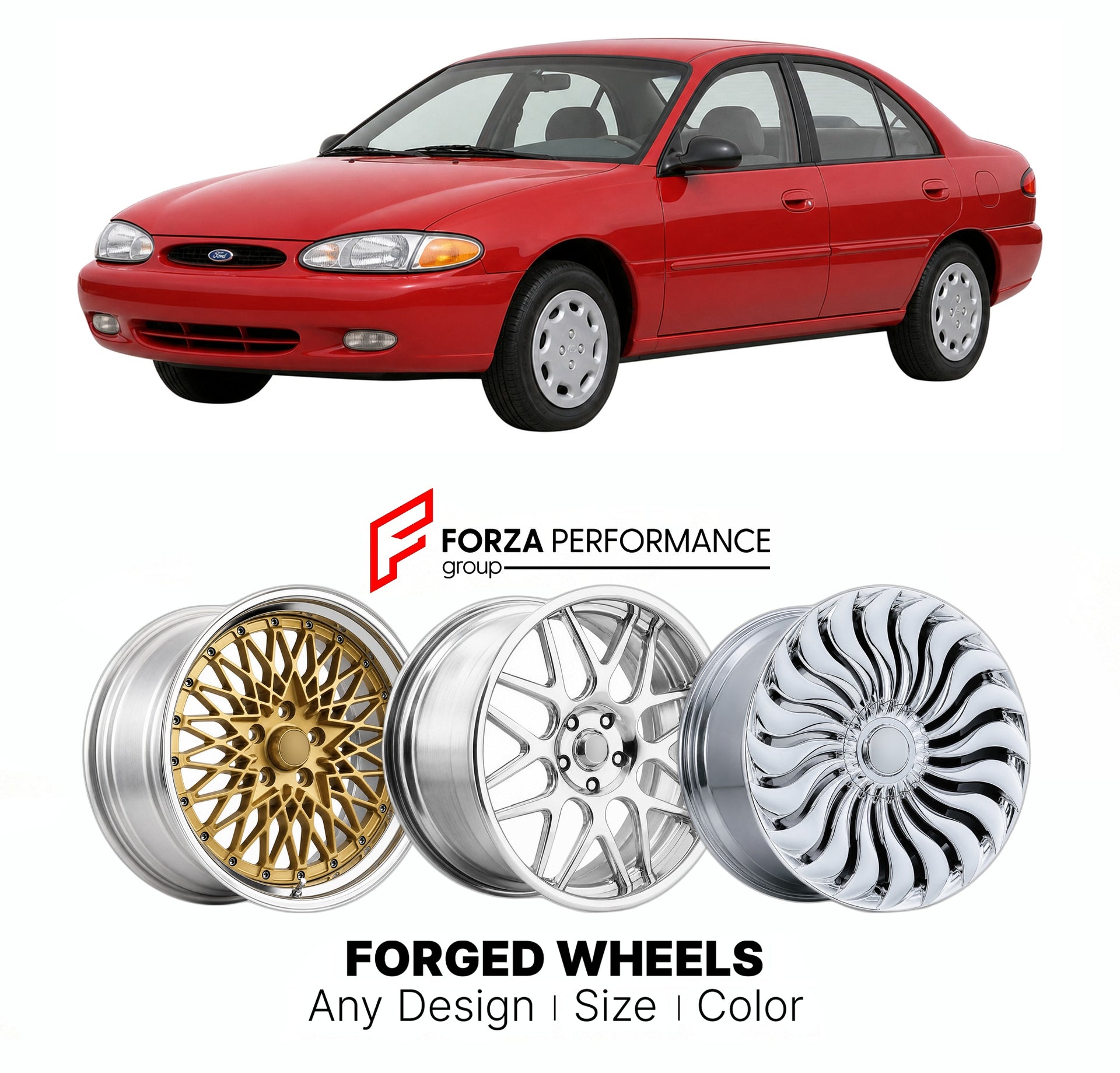 FORGED WHEELS RIMS for FORD ESCORT NORTH AMERICA 1991 - 2003

Custom forged wheels for Ford Escort North America 1991 - 2003. Made-to-order monoblock, 2-piece and 3-piece rims in custom sizes, offsets, colors and finishes with guaranteed fitment.

We manufacture premium quality forged wheels rims for Ford Escort North America 1991 - 2003 in any design, size, color.

THIS WHEEL DESIGN CAN BE CUSTOM-MADE FOR YOUR CAR IN ANY SIZE AND COLOR OPTIONS
Available in monoblock, 2-piece, 3-piece, duoblock, beadlock
3D