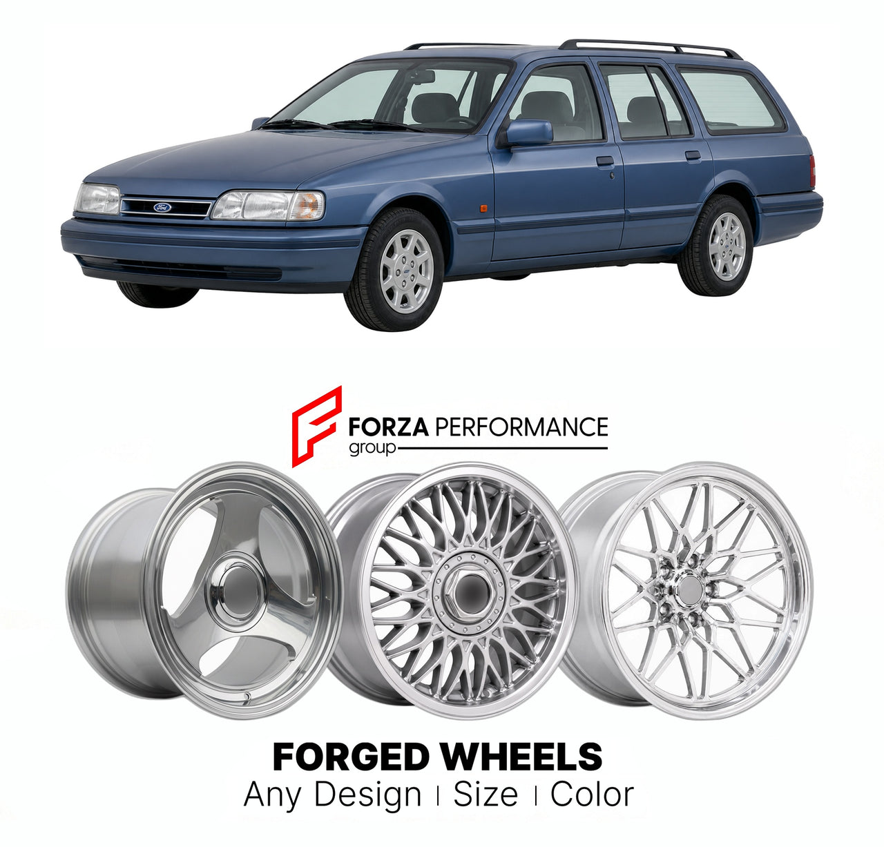 CUSTOM CLASSIC VINTAGE RESTOMOD RETRO OLD SCHOOL FORGED WHEELS RIMS for FORD EUROPE CAPRI GRANADA SIERRA MONDEO ESTATE MK 1 1993 - 1996

Custom forged wheels for Ford Europe Capri Granada Sierra Mondeo Estate MK 1 1993 - 1996. Classic, vintage, restomod wheel designs made to order in custom sizes, offsets, colors and finishes.

We manufacture premium quality forged wheels rims for Ford Europe Capri Granada Sierra Mondeo Estate MK 1 1993 - 1996 in any design, size, color.

THIS WHEEL DESIGN CAN BE CUSTOM-MAD