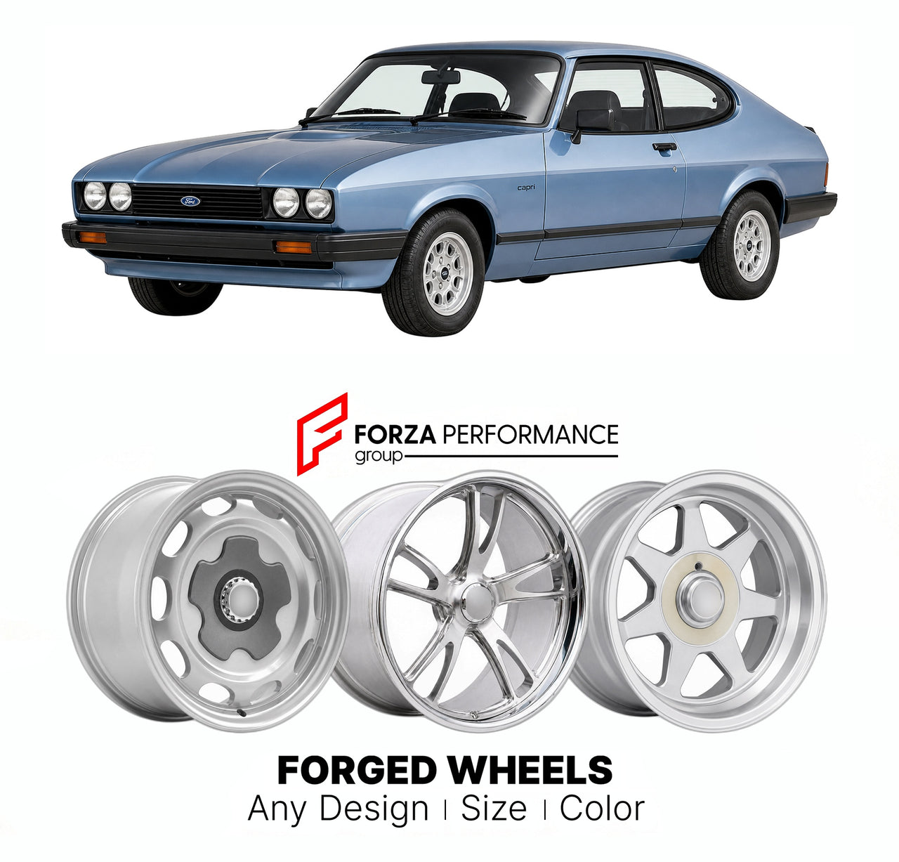 CUSTOM CLASSIC VINTAGE RESTOMOD RETRO OLD SCHOOL FORGED WHEELS RIMS for FORD EUROPE CAPRI GRANADA SIERRA MONDEO MK 1 1982 - 1987

Custom forged wheels for Ford Europe Capri Granada Sierra Mondeo MK 1 1982 - 1987. Classic, vintage, restomod wheel designs made to order in custom sizes, offsets, colors and finishes.

We manufacture premium quality forged wheels rims for Ford Europe Capri Granada Sierra Mondeo MK 1 1982 - 1987 in any design, size, color.

THIS WHEEL DESIGN CAN BE CUSTOM-MADE FOR YOUR CAR IN ANY