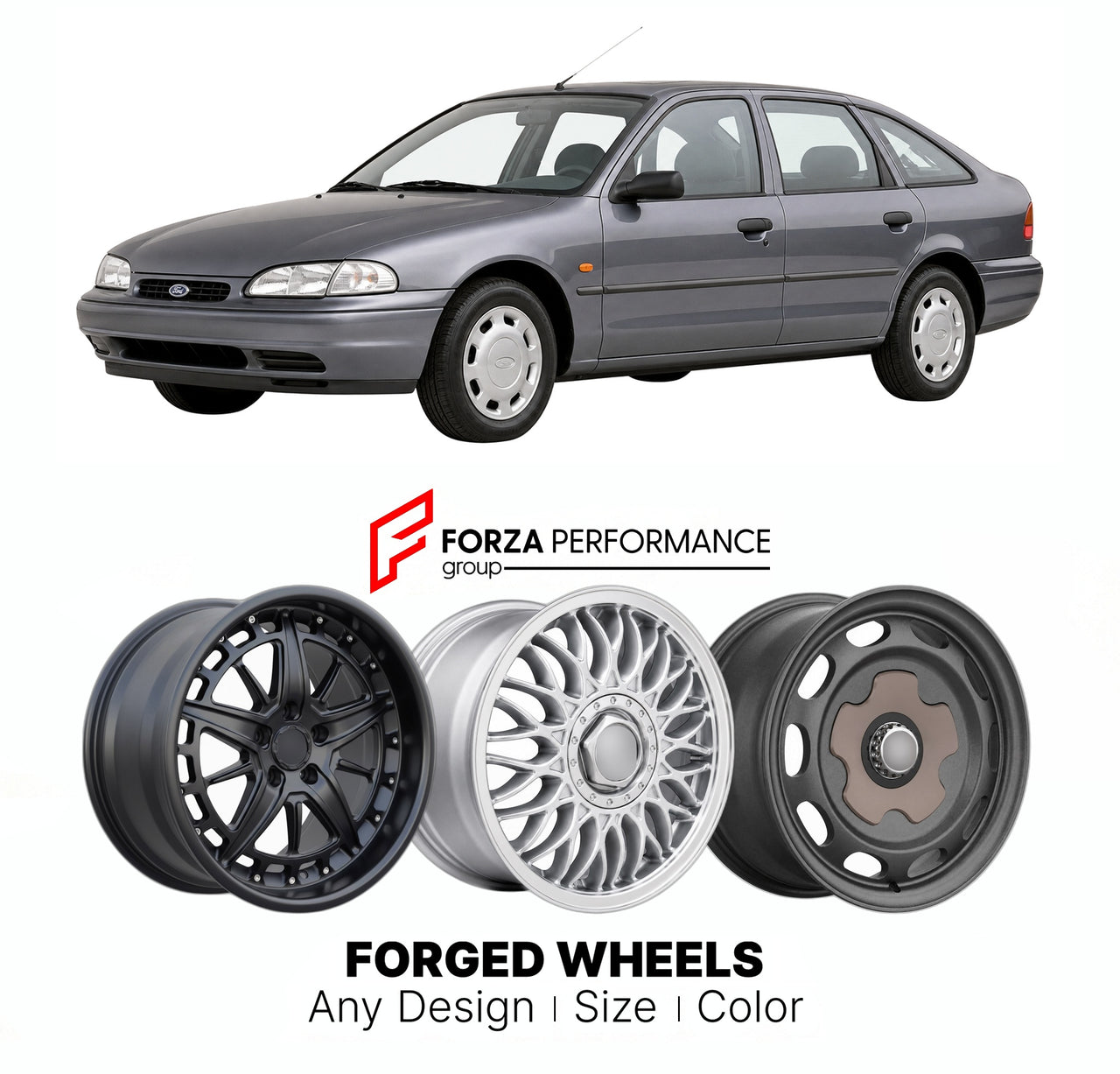CUSTOM CLASSIC VINTAGE RESTOMOD RETRO OLD SCHOOL FORGED WHEELS RIMS for FORD EUROPE CAPRI GRANADA SIERRA MONDEO MK 1 1993 - 1996

Custom forged wheels for Ford Europe Capri Granada Sierra Mondeo MK 1 1993 - 1996. Classic, vintage, restomod wheel designs made to order in custom sizes, offsets, colors and finishes.

We manufacture premium quality forged wheels rims for Ford Europe Capri Granada Sierra Mondeo MK 1 1993 - 1996 in any design, size, color.

THIS WHEEL DESIGN CAN BE CUSTOM-MADE FOR YOUR CAR IN ANY