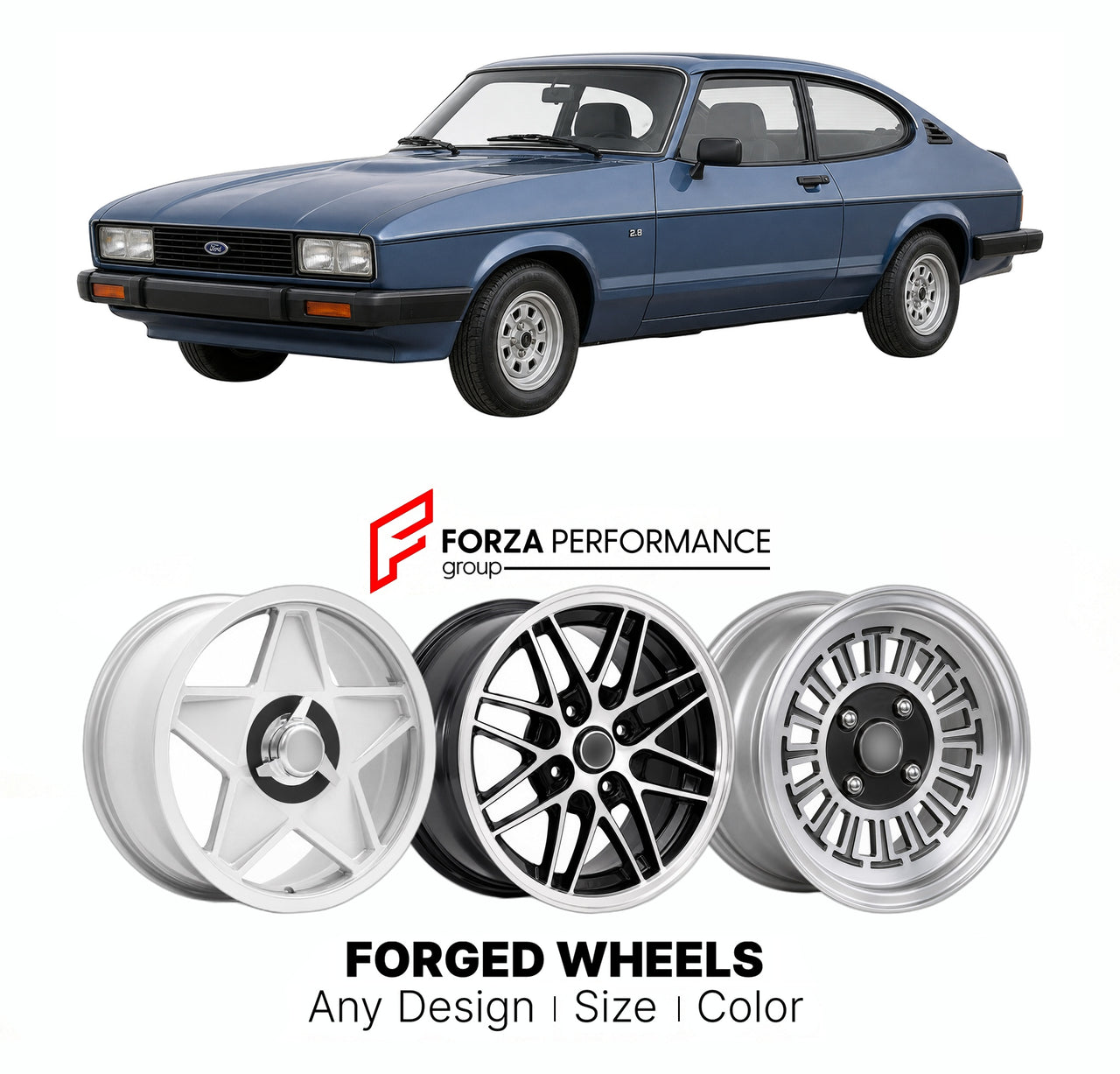 CUSTOM CLASSIC VINTAGE RESTOMOD RETRO OLD SCHOOL FORGED WHEELS RIMS for FORD EUROPE CAPRI GRANADA SIERRA MONDEO MK 3 1978 - 1986

Custom forged wheels for Ford Europe Capri Granada Sierra Mondeo MK 3 1978 - 1986. Classic, vintage, restomod wheel designs made to order in custom sizes, offsets, colors and finishes.

We manufacture premium quality forged wheels rims for Ford Europe Capri Granada Sierra Mondeo MK 3 1978 - 1986 in any design, size, color.

THIS WHEEL DESIGN CAN BE CUSTOM-MADE FOR YOUR CAR IN ANY