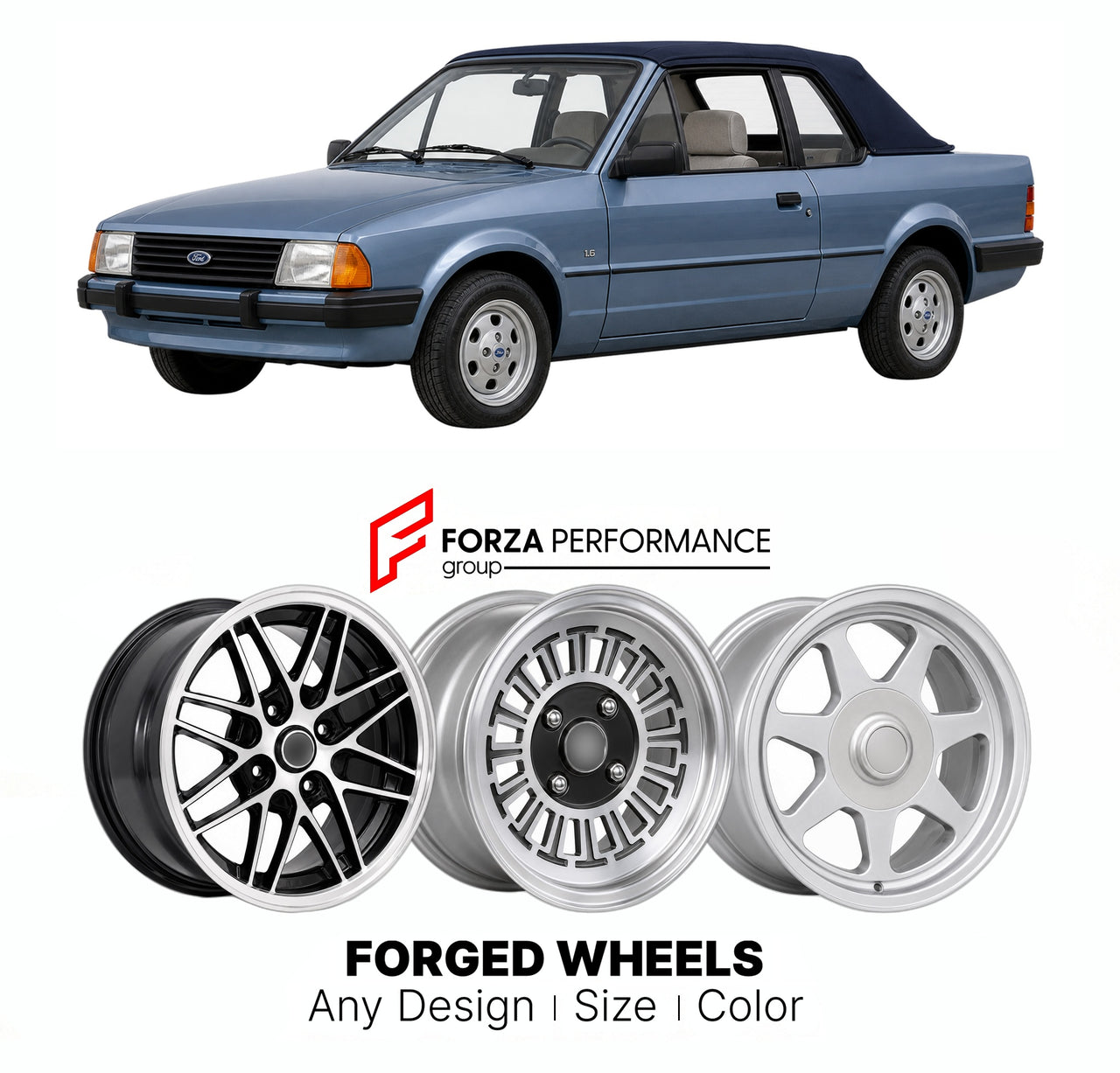 CUSTOM CLASSIC VINTAGE RESTOMOD RETRO OLD SCHOOL FORGED WHEELS RIMS for FORD EUROPE ESCORT FOCUS CABRIOLET MK 3 1983 - 1986

Custom forged wheels for Ford Europe Escort Focus Cabriolet MK 3 1983 - 1986. Classic, vintage, restomod wheel designs made to order in custom sizes, offsets, colors and finishes.

We manufacture premium quality forged wheels rims for Ford Europe Escort Focus Cabriolet MK 3 1983 - 1986 in any design, size, color.

THIS WHEEL DESIGN CAN BE CUSTOM-MADE FOR YOUR CAR IN ANY SIZE AND COLOR