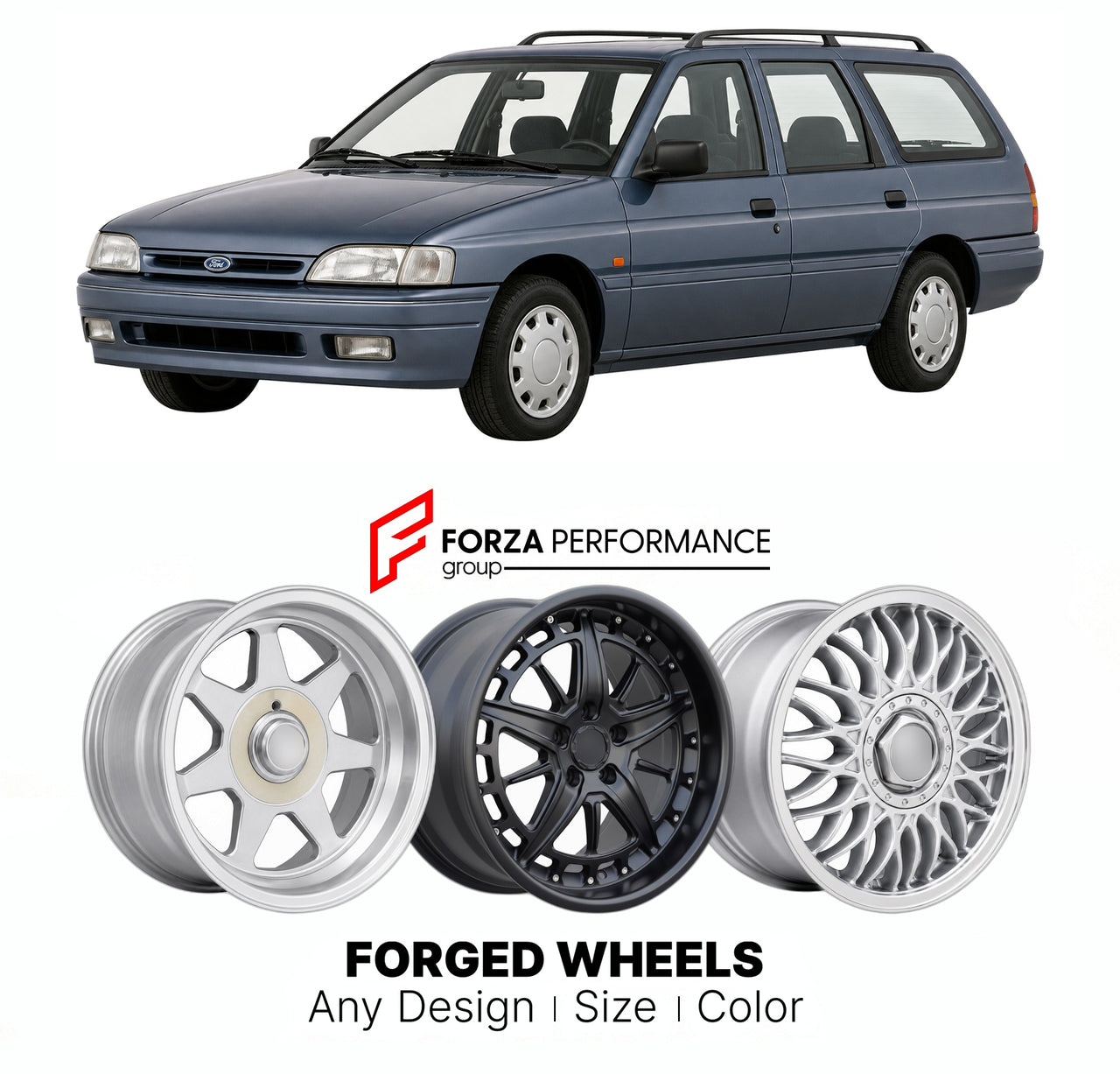 CUSTOM CLASSIC VINTAGE RESTOMOD RETRO OLD SCHOOL FORGED WHEELS RIMS for FORD EUROPE ESCORT FOCUS ESTATE MK 5 MK 6 1990 - 2000

Custom forged wheels for Ford Europe Escort Focus Estate MK 5 MK 6 1990 - 2000. Classic, vintage, restomod wheel designs made to order in custom sizes, offsets, colors and finishes.

We manufacture premium quality forged wheels rims for Ford Europe Escort Focus Estate MK 5 MK 6 1990 - 2000 in any design, size, color.

THIS WHEEL DESIGN CAN BE CUSTOM-MADE FOR YOUR CAR IN ANY SIZE AND