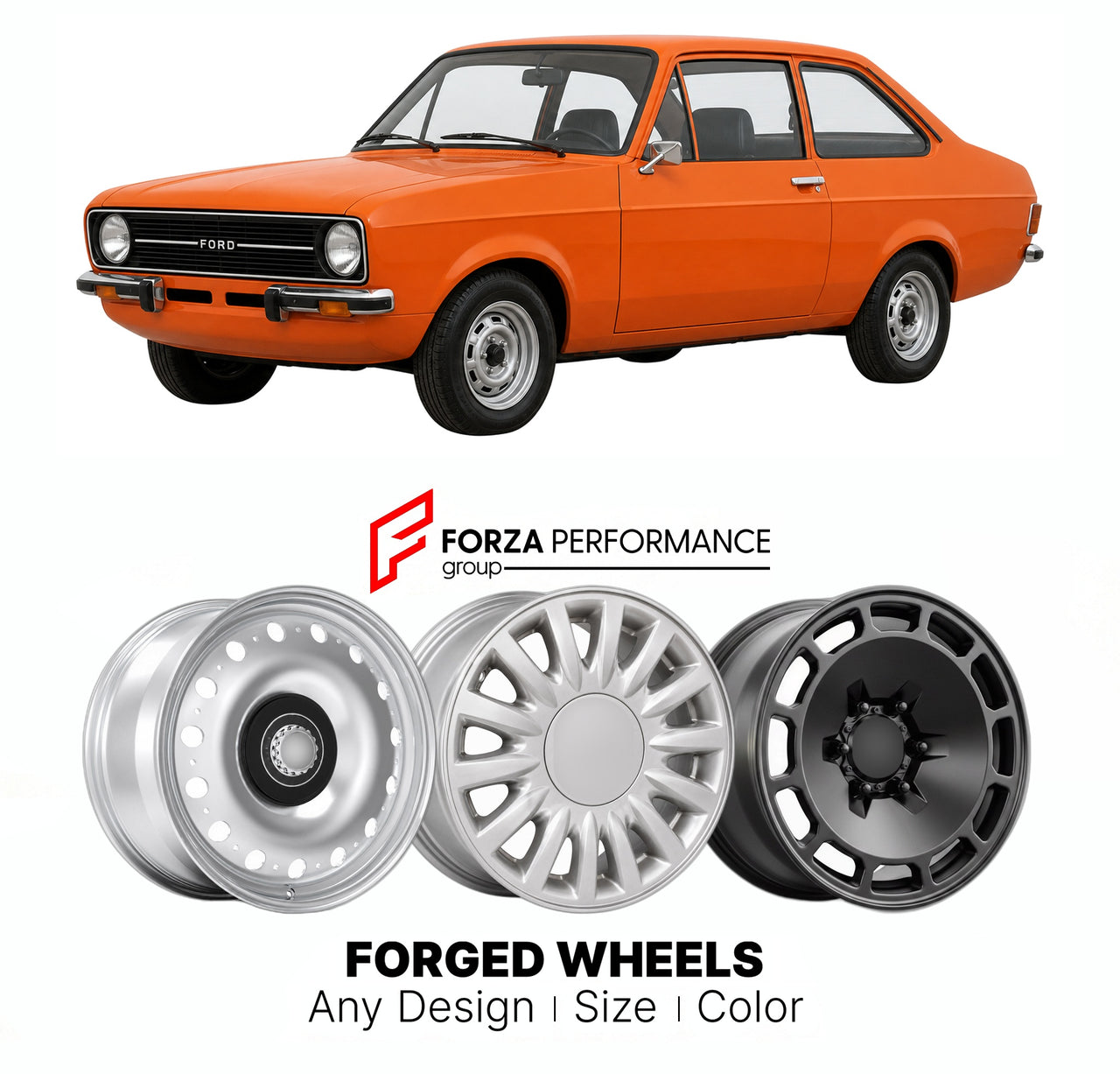 CUSTOM CLASSIC VINTAGE RESTOMOD RETRO OLD SCHOOL FORGED WHEELS RIMS for FORD EUROPE ESCORT FOCUS MK 2 1974 - 1980

Custom forged wheels for Ford Europe Escort Focus MK 2 1974 - 1980. Classic, vintage, restomod wheel designs made to order in custom sizes, offsets, colors and finishes.

We manufacture premium quality forged wheels rims for Ford Europe Escort Focus MK 2 1974 - 1980 in any design, size, color.

THIS WHEEL DESIGN CAN BE CUSTOM-MADE FOR YOUR CAR IN ANY SIZE AND COLOR OPTIONS
Available in monobloc