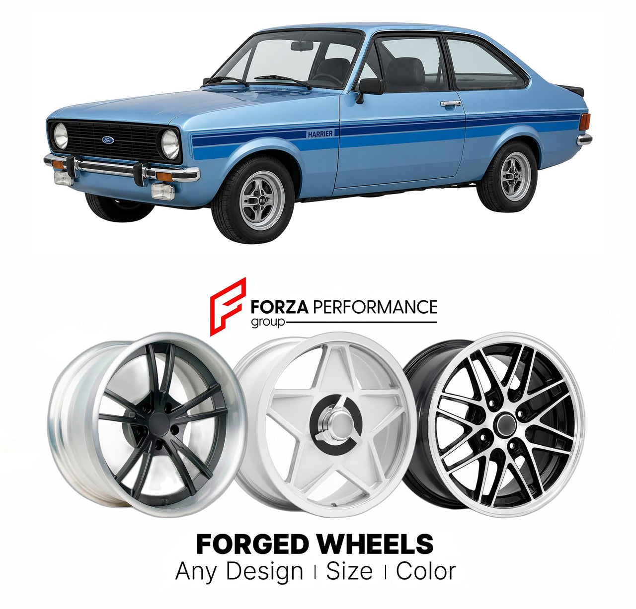 CUSTOM CLASSIC VINTAGE RESTOMOD RETRO OLD SCHOOL FORGED WHEELS RIMS for FORD EUROPE ESCORT HARRIER MK 2 SPECIAL EDITION 1979 - 1980

Custom forged wheels for Ford Europe Escort Harrier MK 2 Special Edition 1979 - 1980. Classic, vintage, restomod wheel designs made to order in custom sizes, offsets, colors and finishes.

We manufacture premium quality forged wheels rims for Ford Europe Escort Harrier MK 2 Special Edition 1979 - 1980 in any design, size, color.

THIS WHEEL DESIGN CAN BE CUSTOM-MADE FOR YOUR C