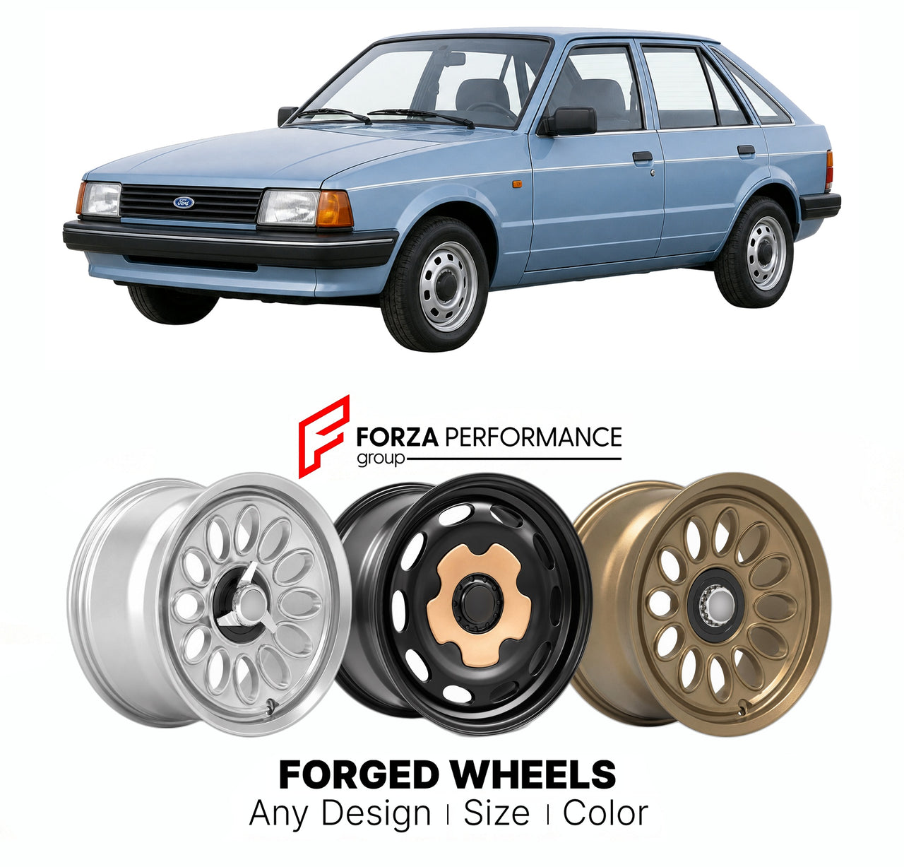CUSTOM CLASSIC VINTAGE RESTOMOD RETRO OLD SCHOOL FORGED WHEELS RIMS for FORD EUROPE ESCORT MK 4 1986 - 1990

Custom forged wheels for Ford Europe Escort MK 4 1986 - 1990. Classic, vintage, restomod wheel designs made to order in custom sizes, offsets, colors and finishes.

We manufacture premium quality forged wheels rims for Ford Europe Escort MK 4 1986 - 1990 in any design, size, color.

THIS WHEEL DESIGN CAN BE CUSTOM-MADE FOR YOUR CAR IN ANY SIZE AND COLOR OPTIONS
Available in monoblock, 2-piece, 3-piec