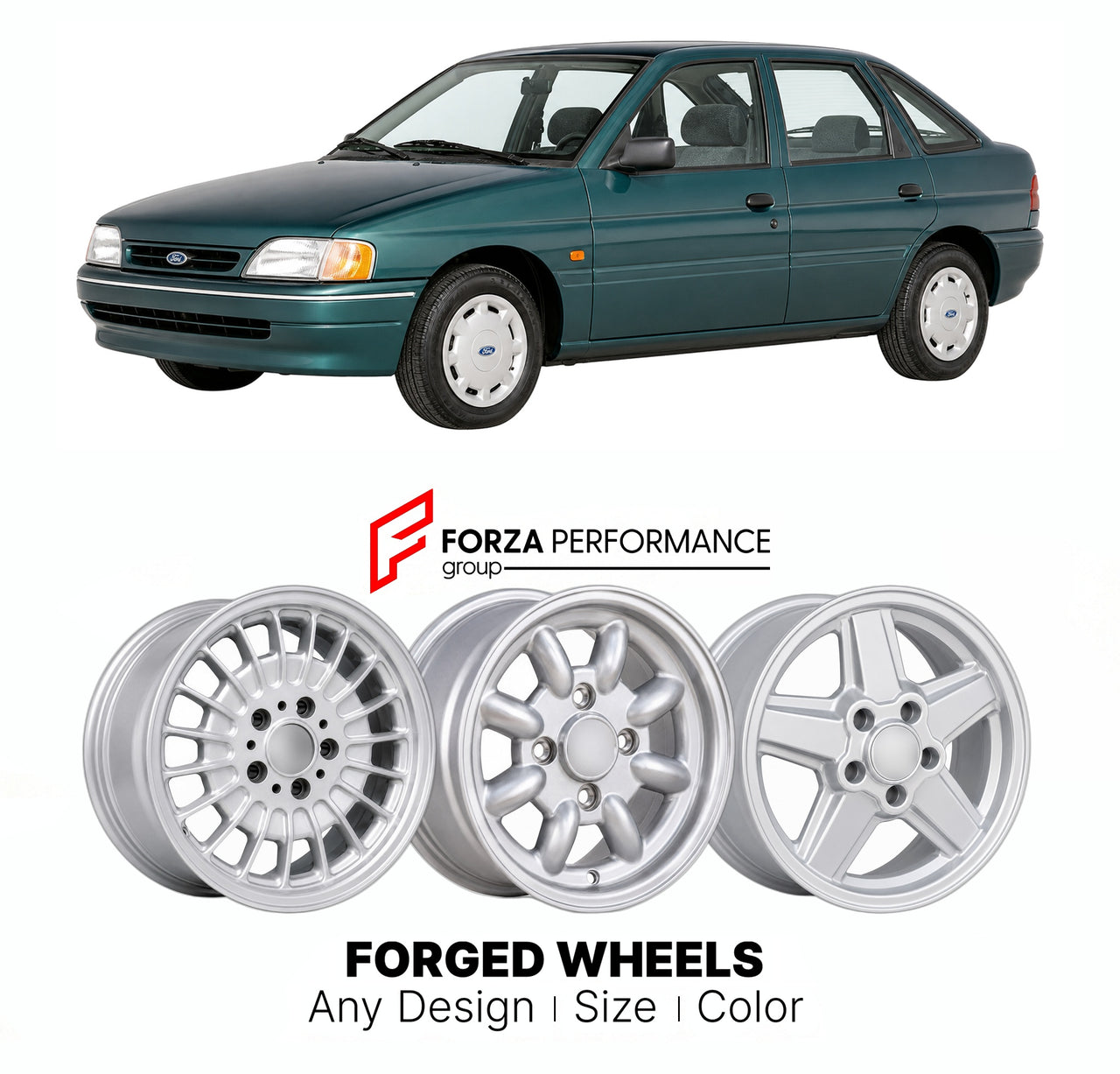CUSTOM CLASSIC VINTAGE RESTOMOD RETRO OLD SCHOOL FORGED WHEELS RIMS for FORD EUROPE ESCORT MK 5 MK 6 1990 - 2000

Custom forged wheels for Ford Europe Escort MK 5 MK 6 1990 - 2000. Classic, vintage, restomod wheel designs made to order in custom sizes, offsets, colors and finishes.

We manufacture premium quality forged wheels rims for Ford Europe Escort MK 5 MK 6 1990 - 2000 in any design, size, color.

THIS WHEEL DESIGN CAN BE CUSTOM-MADE FOR YOUR CAR IN ANY SIZE AND COLOR OPTIONS
Available in monoblock, 