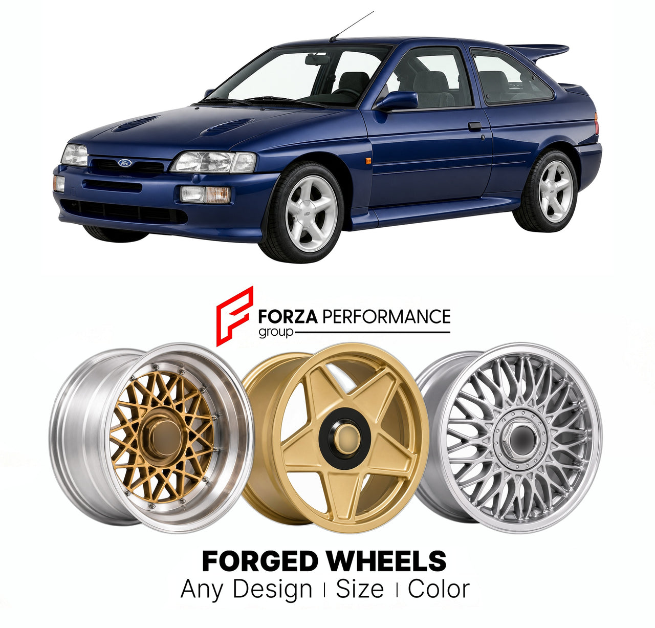 CUSTOM CLASSIC VINTAGE RESTOMOD RETRO OLD SCHOOL FORGED WHEELS RIMS for FORD EUROPE ESCORT RS COSWORTH MK 5 HOMOLOGATION 1992 - 1996

Custom forged wheels for Ford Europe Escort RS Cosworth MK 5 Homologation 1992 - 1996. Classic, vintage, restomod wheel designs made to order in custom sizes, offsets, colors and finishes.

We manufacture premium quality forged wheels rims for Ford Europe Escort RS Cosworth MK 5 Homologation 1992 - 1996 in any design, size, color.

THIS WHEEL DESIGN CAN BE CUSTOM-MADE FOR YOU