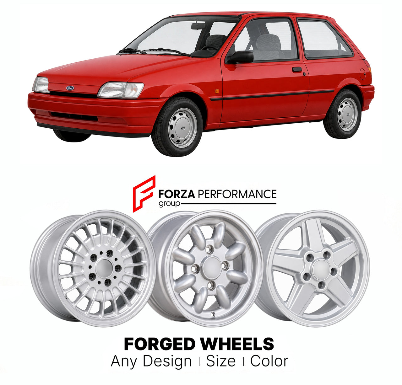 CUSTOM CLASSIC VINTAGE RESTOMOD RETRO OLD SCHOOL FORGED WHEELS RIMS for FORD EUROPE FIESTA MK 3 1989 - 1997

Custom forged wheels for Ford Europe Fiesta MK 3 1989 - 1997. Classic, vintage, restomod wheel designs made to order in custom sizes, offsets, colors and finishes.

We manufacture premium quality forged wheels rims for Ford Europe Fiesta MK 3 1989 - 1997 in any design, size, color.

THIS WHEEL DESIGN CAN BE CUSTOM-MADE FOR YOUR CAR IN ANY SIZE AND COLOR OPTIONS
Available in monoblock, 2-piece, 3-piec