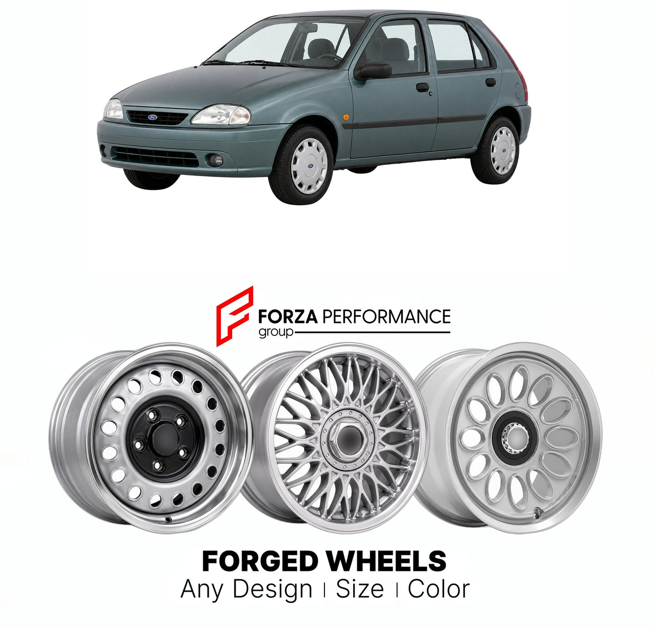 CUSTOM CLASSIC VINTAGE RESTOMOD RETRO OLD SCHOOL FORGED WHEELS RIMS for FORD EUROPE FIESTA MK 4 1995 - 2002

Custom forged wheels for Ford Europe Fiesta MK 4 1995 - 2002. Classic, vintage, restomod wheel designs made to order in custom sizes, offsets, colors and finishes.

We manufacture premium quality forged wheels rims for Ford Europe Fiesta MK 4 1995 - 2002 in any design, size, color.

THIS WHEEL DESIGN CAN BE CUSTOM-MADE FOR YOUR CAR IN ANY SIZE AND COLOR OPTIONS
Available in monoblock, 2-piece, 3-piec