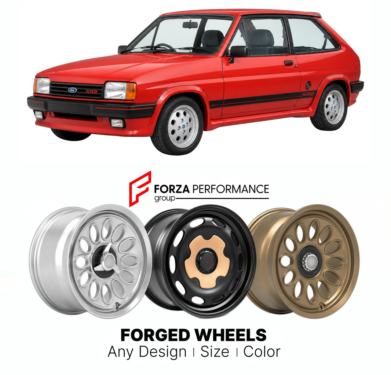 CUSTOM CLASSIC VINTAGE RESTOMOD RETRO OLD SCHOOL FORGED WHEELS RIMS for FORD EUROPE FIESTA XR2 MK 2 1984 - 1989

Custom forged wheels for Ford Europe Fiesta XR2 MK 2 1984 - 1989. Classic, vintage, restomod wheel designs made to order in custom sizes, offsets, colors and finishes.

We manufacture premium quality forged wheels rims for Ford Europe Fiesta XR2 MK 2 1984 - 1989 in any design, size, color.

THIS WHEEL DESIGN CAN BE CUSTOM-MADE FOR YOUR CAR IN ANY SIZE AND COLOR OPTIONS
Available in monoblock, 2-p