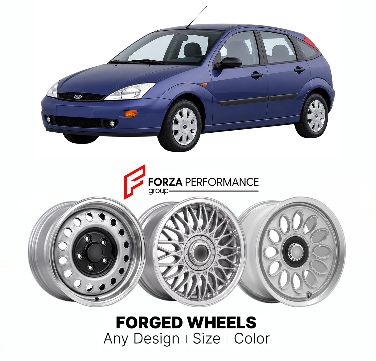 CUSTOM CLASSIC VINTAGE RESTOMOD RETRO OLD SCHOOL FORGED WHEELS RIMS for FORD EUROPE FOCUS MK 1 1998 - 2004

Custom forged wheels for Ford Europe Focus MK 1 1998 - 2004. Classic, vintage, restomod wheel designs made to order in custom sizes, offsets, colors and finishes.

We manufacture premium quality forged wheels rims for Ford Europe Focus MK 1 1998 - 2004 in any design, size, color.

THIS WHEEL DESIGN CAN BE CUSTOM-MADE FOR YOUR CAR IN ANY SIZE AND COLOR OPTIONS
Available in monoblock, 2-piece, 3-piece, 