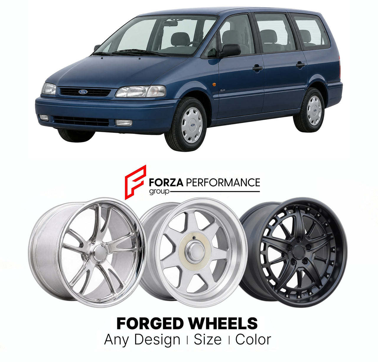 CUSTOM CLASSIC VINTAGE RESTOMOD RETRO OLD SCHOOL FORGED WHEELS RIMS for FORD EUROPE GALAXY MK 1 1995 - 2006

Custom forged wheels for Ford Europe Galaxy MK 1 1995 - 2006. Classic, vintage, restomod wheel designs made to order in custom sizes, offsets, colors and finishes.

We manufacture premium quality forged wheels rims for Ford Europe Galaxy MK 1 1995 - 2006 in any design, size, color.

THIS WHEEL DESIGN CAN BE CUSTOM-MADE FOR YOUR CAR IN ANY SIZE AND COLOR OPTIONS
Available in monoblock, 2-piece, 3-piec