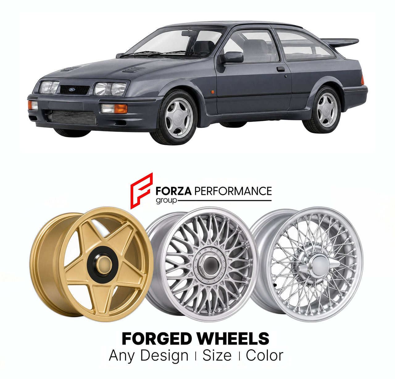 CUSTOM CLASSIC VINTAGE RESTOMOD RETRO OLD SCHOOL FORGED WHEELS RIMS for FORD EUROPE SIERRA RS COSWORTH 1986 - 1992

Custom forged wheels for Ford Europe Sierra RS Cosworth 1986 - 1992. Classic, vintage, restomod wheel designs made to order in custom sizes, offsets, colors and finishes.

We manufacture premium quality forged wheels rims for Ford Europe Sierra RS Cosworth 1986 - 1992 in any design, size, color.

THIS WHEEL DESIGN CAN BE CUSTOM-MADE FOR YOUR CAR IN ANY SIZE AND COLOR OPTIONS
Available in monob