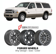 FORGED WHEELS RIMS for FORD EXCURSION KING RANCH CONVERSION 2000 - 2005

Custom forged wheels for Ford Excursion King Ranch Conversion 2000 - 2005. Made-to-order monoblock, 2-piece and 3-piece rims in custom sizes, offsets, colors and finishes with guaranteed fitment.

We manufacture premium quality forged wheels rims for Ford Excursion King Ranch Conversion 2000 - 2005 in any design, size, color.

THIS WHEEL DESIGN CAN BE CUSTOM-MADE FOR YOUR CAR IN ANY SIZE AND COLOR OPTIONS
Available in monoblock, 2-piec