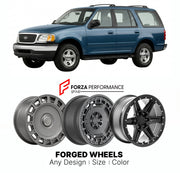 FORGED WHEELS RIMS for FORD EXPEDITION 1997 - 2002

Custom forged wheels for Ford Expedition 1997 - 2002. Made-to-order monoblock, 2-piece and 3-piece rims in custom sizes, offsets, colors and finishes with guaranteed fitment.

We manufacture premium quality forged wheels rims for Ford Expedition 1997 - 2002 in any design, size, color.

THIS WHEEL DESIGN CAN BE CUSTOM-MADE FOR YOUR CAR IN ANY SIZE AND COLOR OPTIONS
Available in monoblock, 2-piece, 3-piece, duoblock, beadlock
3D wheel renderings are provided