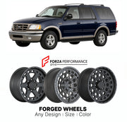 FORGED WHEELS RIMS for FORD EXPEDITION EDDIE BAUER 1997+

Custom forged wheels for Ford Expedition Eddie Bauer 1997+. Made-to-order monoblock, 2-piece and 3-piece rims in custom sizes, offsets, colors and finishes with guaranteed fitment.

We manufacture premium quality forged wheels rims for Ford Expedition Eddie Bauer 1997+ in any design, size, color.

THIS WHEEL DESIGN CAN BE CUSTOM-MADE FOR YOUR CAR IN ANY SIZE AND COLOR OPTIONS
Available in monoblock, 2-piece, 3-piece, duoblock, beadlock
3D wheel rende