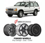 FORGED WHEELS RIMS for FORD EXPLORER 1991 - 1994

Custom forged wheels for Ford Explorer 1991 - 1994. Made-to-order monoblock, 2-piece and 3-piece rims in custom sizes, offsets, colors and finishes with guaranteed fitment.

We manufacture premium quality forged wheels rims for Ford Explorer 1991 - 1994 in any design, size, color.

THIS WHEEL DESIGN CAN BE CUSTOM-MADE FOR YOUR CAR IN ANY SIZE AND COLOR OPTIONS
Available in monoblock, 2-piece, 3-piece, duoblock, beadlock
3D wheel renderings are provided accor