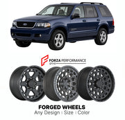 FORGED WHEELS RIMS for FORD EXPLORER SPORT 2002 - 2019

Custom forged wheels for Ford Explorer Sport 2002 - 2019. Made-to-order monoblock, 2-piece and 3-piece rims in custom sizes, offsets, colors and finishes with guaranteed fitment.

We manufacture premium quality forged wheels rims for Ford Explorer Sport 2002 - 2019 in any design, size, color.

THIS WHEEL DESIGN CAN BE CUSTOM-MADE FOR YOUR CAR IN ANY SIZE AND COLOR OPTIONS
Available in monoblock, 2-piece, 3-piece, duoblock, beadlock
3D wheel renderings 