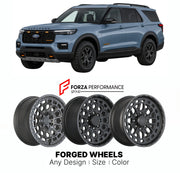 FORGED WHEELS RIMS for FORD EXPLORER TREMOR 2026+

Custom forged wheels for Ford Explorer Tremor 2026+. Made-to-order monoblock, 2-piece and 3-piece rims in custom sizes, offsets, colors and finishes with guaranteed fitment.

We manufacture premium quality forged wheels rims for Ford Explorer Tremor 2026+ in any design, size, color.

THIS WHEEL DESIGN CAN BE CUSTOM-MADE FOR YOUR CAR IN ANY SIZE AND COLOR OPTIONS
Available in monoblock, 2-piece, 3-piece, duoblock, beadlock
3D wheel renderings are provided ac