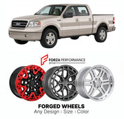FORGED WHEELS RIMS for FORD F-150 2004 - 2008

Custom forged wheels for Ford F-150 2004 - 2008. Made-to-order monoblock, 2-piece and 3-piece rims in custom sizes, offsets, colors and finishes with guaranteed fitment.

We manufacture premium quality forged wheels rims for Ford F-150 2004 - 2008 in any design, size, color.

THIS WHEEL DESIGN CAN BE CUSTOM-MADE FOR YOUR CAR IN ANY SIZE AND COLOR OPTIONS
Available in monoblock, 2-piece, 3-piece, duoblock, beadlock
3D wheel renderings are provided according to t