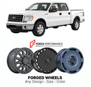 FORGED WHEELS RIMS for FORD F-150 2009 - 2014

Custom forged wheels for Ford F-150 2009 - 2014. Made-to-order monoblock, 2-piece and 3-piece rims in custom sizes, offsets, colors and finishes with guaranteed fitment.

We manufacture premium quality forged wheels rims for Ford F-150 2009 - 2014 in any design, size, color.

THIS WHEEL DESIGN CAN BE CUSTOM-MADE FOR YOUR CAR IN ANY SIZE AND COLOR OPTIONS
Available in monoblock, 2-piece, 3-piece, duoblock, beadlock
3D wheel renderings are provided according to t