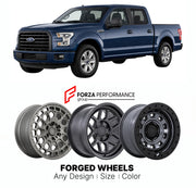 FORGED WHEELS RIMS for FORD F-150 2015 - 2020

Custom forged wheels for Ford F-150 2015 - 2020. Made-to-order monoblock, 2-piece and 3-piece rims in custom sizes, offsets, colors and finishes with guaranteed fitment.

We manufacture premium quality forged wheels rims for Ford F-150 2015 - 2020 in any design, size, color.

THIS WHEEL DESIGN CAN BE CUSTOM-MADE FOR YOUR CAR IN ANY SIZE AND COLOR OPTIONS
Available in monoblock, 2-piece, 3-piece, duoblock, beadlock
3D wheel renderings are provided according to t
