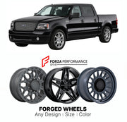 FORGED WHEELS RIMS for FORD F-150 HARLEY-DAVIDSON EDITION 2004 - 2008

Custom forged wheels for Ford F-150 Harley-Davidson Edition 2004 - 2008. Made-to-order monoblock, 2-piece and 3-piece rims in custom sizes, offsets, colors and finishes with guaranteed fitment.

We manufacture premium quality forged wheels rims for Ford F-150 Harley-Davidson Edition 2004 - 2008 in any design, size, color.

THIS WHEEL DESIGN CAN BE CUSTOM-MADE FOR YOUR CAR IN ANY SIZE AND COLOR OPTIONS
Available in monoblock, 2-piece, 3-p