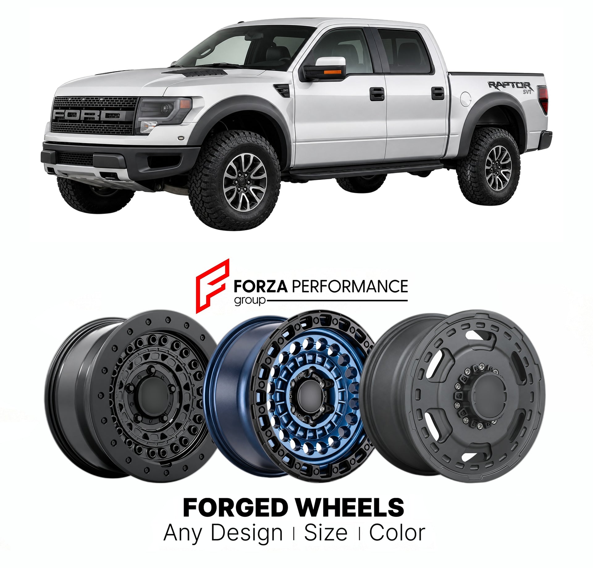 FORGED WHEELS RIMS for FORD F-150 RAPTOR 2015 - 2020

Custom forged wheels for Ford F-150 Raptor 2015 - 2020. Made-to-order monoblock, 2-piece and 3-piece rims in custom sizes, offsets, colors and finishes with guaranteed fitment.

We manufacture premium quality forged wheels rims for Ford F-150 Raptor 2015 - 2020 in any design, size, color.

THIS WHEEL DESIGN CAN BE CUSTOM-MADE FOR YOUR CAR IN ANY SIZE AND COLOR OPTIONS
Available in monoblock, 2-piece, 3-piece, duoblock, beadlock
3D wheel renderings are pr