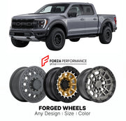 FORGED WHEELS RIMS for FORD F-150 RAPTOR 2021+

Custom forged wheels for Ford F-150 Raptor 2021+. Made-to-order monoblock, 2-piece and 3-piece rims in custom sizes, offsets, colors and finishes with guaranteed fitment.

We manufacture premium quality forged wheels rims for Ford F-150 Raptor 2021+ in any design, size, color.

THIS WHEEL DESIGN CAN BE CUSTOM-MADE FOR YOUR CAR IN ANY SIZE AND COLOR OPTIONS
Available in monoblock, 2-piece, 3-piece, duoblock, beadlock
3D wheel renderings are provided according t