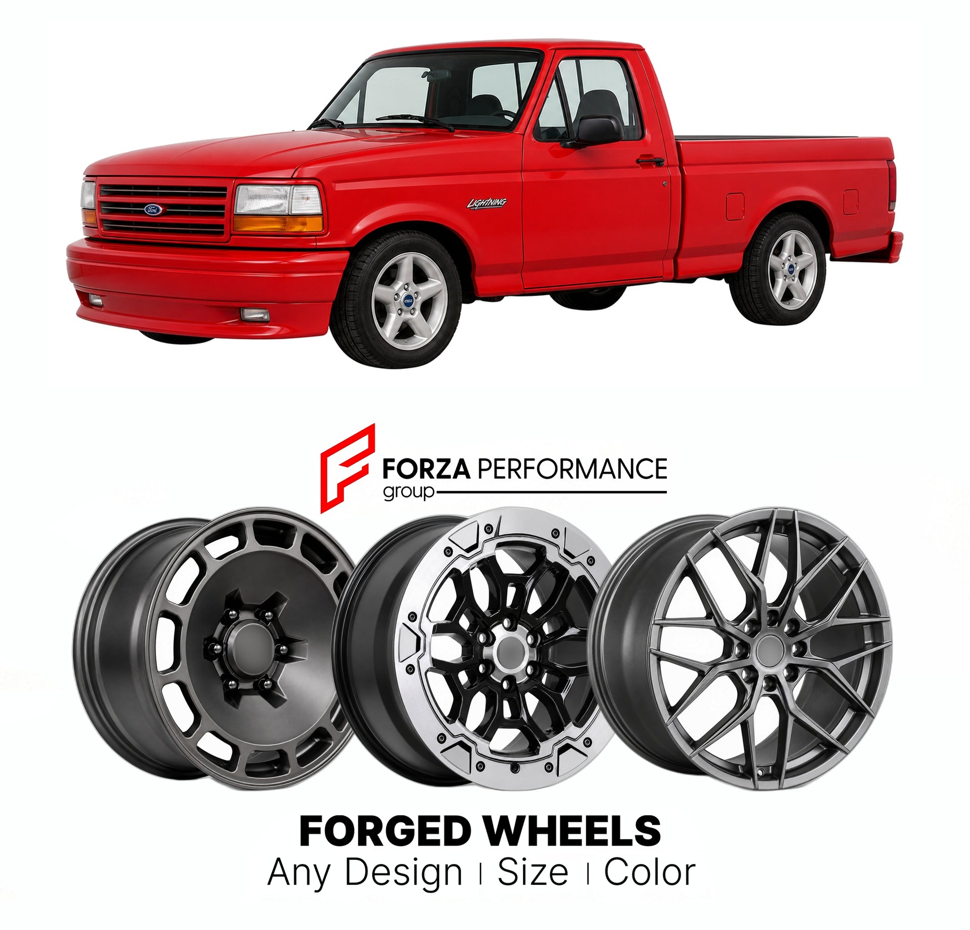 FORGED WHEELS RIMS for FORD F-150 SVT LIGHTNING 1992 - 1996

Custom forged wheels for Ford F-150 SVT Lightning 1992 - 1996. Made-to-order monoblock, 2-piece and 3-piece rims in custom sizes, offsets, colors and finishes with guaranteed fitment.

We manufacture premium quality forged wheels rims for Ford F-150 SVT Lightning 1992 - 1996 in any design, size, color.

THIS WHEEL DESIGN CAN BE CUSTOM-MADE FOR YOUR CAR IN ANY SIZE AND COLOR OPTIONS
Available in monoblock, 2-piece, 3-piece, duoblock, beadlock
3D wh