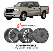 FORGED WHEELS RIMS for FORD F-150 XLT 2004 - 2008

Custom forged wheels for Ford F-150 XLT 2004 - 2008. Made-to-order monoblock, 2-piece and 3-piece rims in custom sizes, offsets, colors and finishes with guaranteed fitment.

We manufacture premium quality forged wheels rims for Ford F-150 XLT 2004 - 2008 in any design, size, color.

THIS WHEEL DESIGN CAN BE CUSTOM-MADE FOR YOUR CAR IN ANY SIZE AND COLOR OPTIONS
Available in monoblock, 2-piece, 3-piece, duoblock, beadlock
3D wheel renderings are provided ac