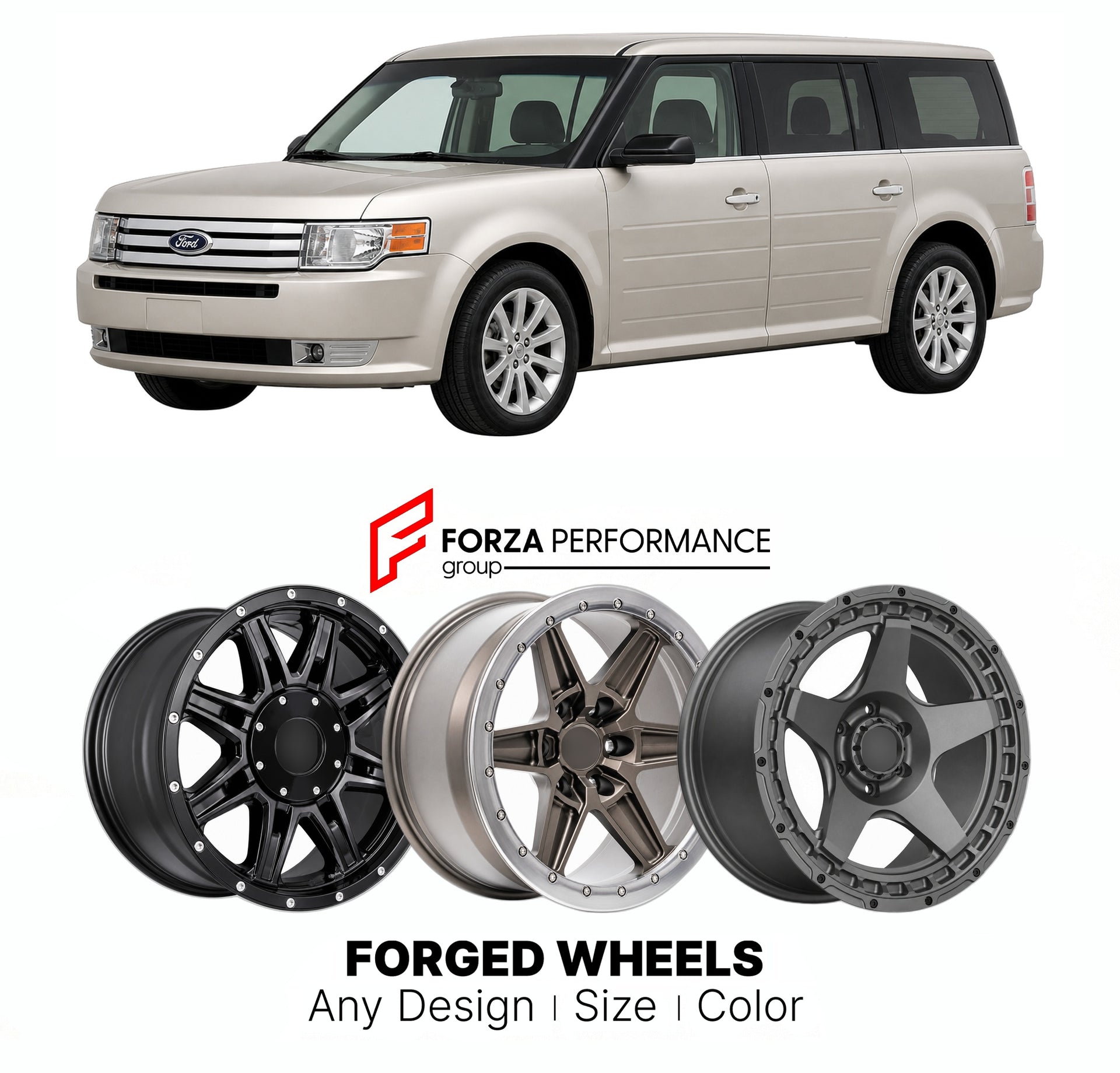 FORGED WHEELS RIMS for FORD FLEX LIMITED 2009 - 2019

Custom forged wheels for Ford Flex Limited 2009 - 2019. Made-to-order monoblock, 2-piece and 3-piece rims in custom sizes, offsets, colors and finishes with guaranteed fitment.

We manufacture premium quality forged wheels rims for Ford Flex Limited 2009 - 2019 in any design, size, color.

THIS WHEEL DESIGN CAN BE CUSTOM-MADE FOR YOUR CAR IN ANY SIZE AND COLOR OPTIONS
Available in monoblock, 2-piece, 3-piece, duoblock, beadlock
3D wheel renderings are pr