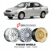 FORGED WHEELS RIMS for FORD FOCUS 2000 - 2007

Custom forged wheels for Ford Focus 2000 - 2007. Made-to-order monoblock, 2-piece and 3-piece rims in custom sizes, offsets, colors and finishes with guaranteed fitment.

We manufacture premium quality forged wheels rims for Ford Focus 2000 - 2007 in any design, size, color.

THIS WHEEL DESIGN CAN BE CUSTOM-MADE FOR YOUR CAR IN ANY SIZE AND COLOR OPTIONS
Available in monoblock, 2-piece, 3-piece, duoblock, beadlock
3D wheel renderings are provided according to t