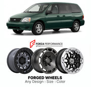 FORGED WHEELS RIMS for FORD FREESTAR 2004 - 2007

Custom forged wheels for Ford Freestar 2004 - 2007. Made-to-order monoblock, 2-piece and 3-piece rims in custom sizes, offsets, colors and finishes with guaranteed fitment.

We manufacture premium quality forged wheels rims for Ford Freestar 2004 - 2007 in any design, size, color.

THIS WHEEL DESIGN CAN BE CUSTOM-MADE FOR YOUR CAR IN ANY SIZE AND COLOR OPTIONS
Available in monoblock, 2-piece, 3-piece, duoblock, beadlock
3D wheel renderings are provided accor