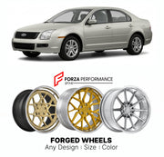 FORGED WHEELS RIMS for FORD FUSION 2006 - 2012

Custom forged wheels for Ford Fusion 2006 - 2012. Made-to-order monoblock, 2-piece and 3-piece rims in custom sizes, offsets, colors and finishes with guaranteed fitment.

We manufacture premium quality forged wheels rims for Ford Fusion 2006 - 2012 in any design, size, color.

THIS WHEEL DESIGN CAN BE CUSTOM-MADE FOR YOUR CAR IN ANY SIZE AND COLOR OPTIONS
Available in monoblock, 2-piece, 3-piece, duoblock, beadlock
3D wheel renderings are provided according t