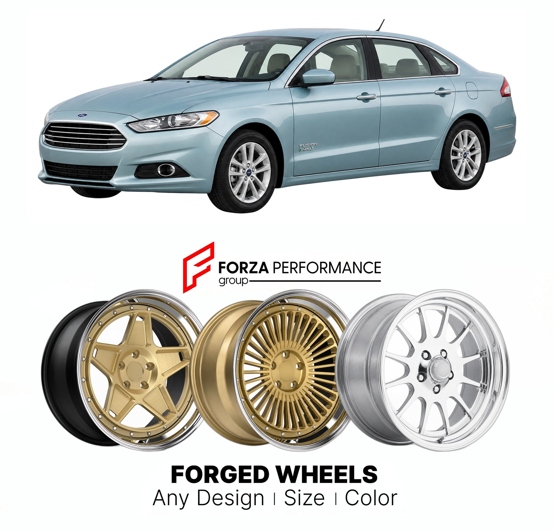 FORGED WHEELS RIMS for FORD FUSION ENERGI 2006 - 2020

Custom forged wheels for Ford Fusion Energi 2006 - 2020. Made-to-order monoblock, 2-piece and 3-piece rims in custom sizes, offsets, colors and finishes with guaranteed fitment.

We manufacture premium quality forged wheels rims for Ford Fusion Energi 2006 - 2020 in any design, size, color.

THIS WHEEL DESIGN CAN BE CUSTOM-MADE FOR YOUR CAR IN ANY SIZE AND COLOR OPTIONS
Available in monoblock, 2-piece, 3-piece, duoblock, beadlock
3D wheel renderings are