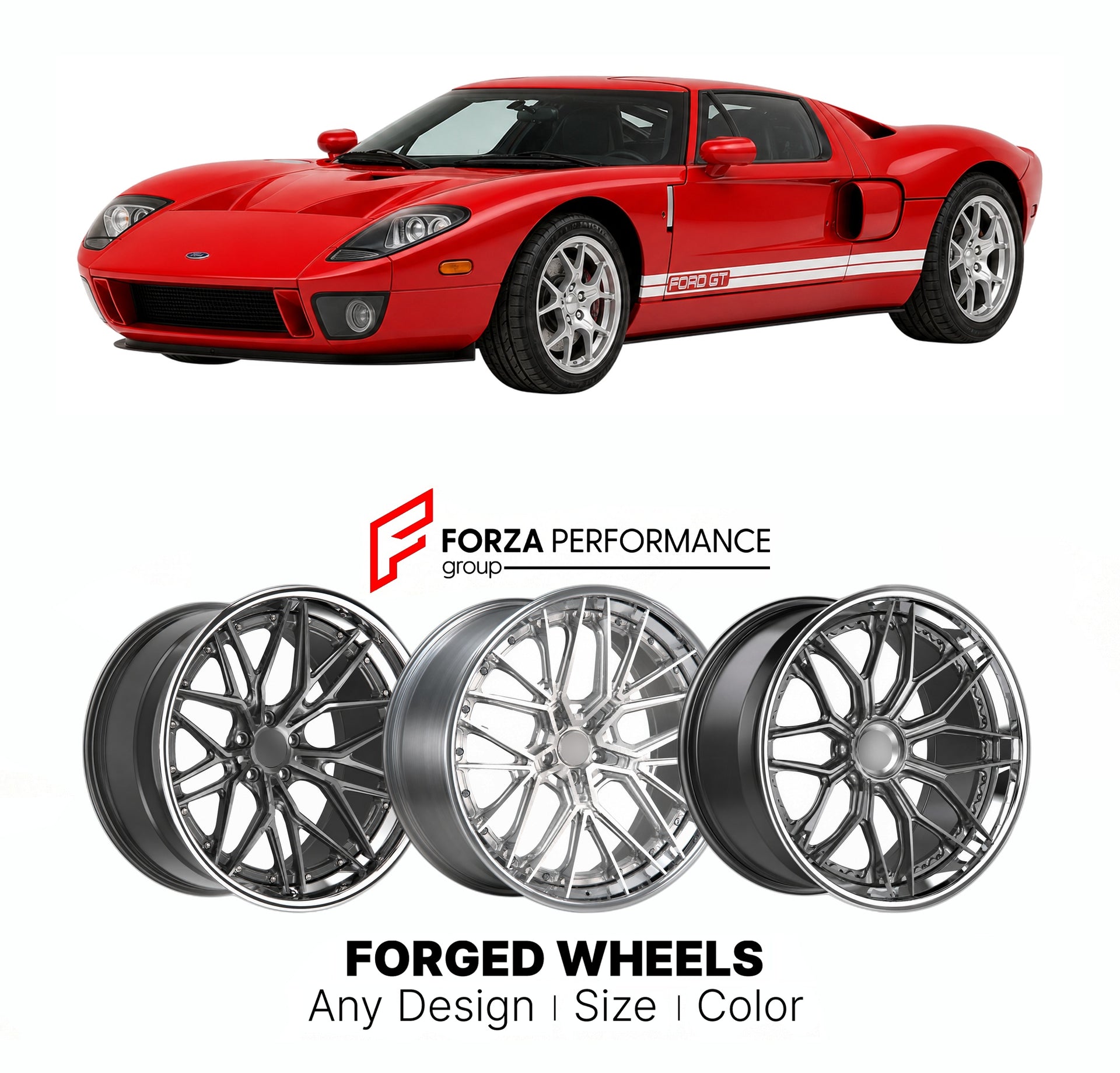 FORGED WHEELS RIMS for FORD GT BASE 2005 - 2006

Custom forged wheels for Ford GT Base 2005 - 2006. Made-to-order monoblock, 2-piece and 3-piece rims in custom sizes, offsets, colors and finishes with guaranteed fitment.

We manufacture premium quality forged wheels rims for Ford GT Base 2005 - 2006 in any design, size, color.

THIS WHEEL DESIGN CAN BE CUSTOM-MADE FOR YOUR CAR IN ANY SIZE AND COLOR OPTIONS
Available in monoblock, 2-piece, 3-piece, duoblock, beadlock
3D wheel renderings are provided accordin