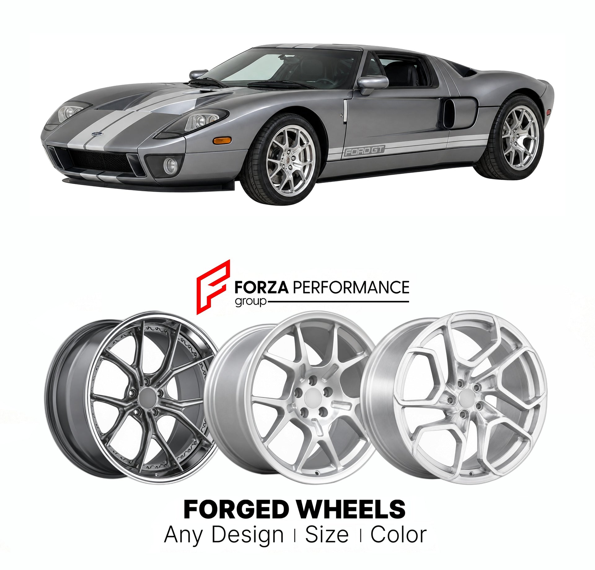 FORGED WHEELS RIMS for FORD GT TUNGSTEN EDITION 2005 - 2006

Custom forged wheels for Ford GT Tungsten Edition 2005 - 2006. Made-to-order monoblock, 2-piece and 3-piece rims in custom sizes, offsets, colors and finishes with guaranteed fitment.

We manufacture premium quality forged wheels rims for Ford GT Tungsten Edition 2005 - 2006 in any design, size, color.

THIS WHEEL DESIGN CAN BE CUSTOM-MADE FOR YOUR CAR IN ANY SIZE AND COLOR OPTIONS
Available in monoblock, 2-piece, 3-piece, duoblock, beadlock
3D wh