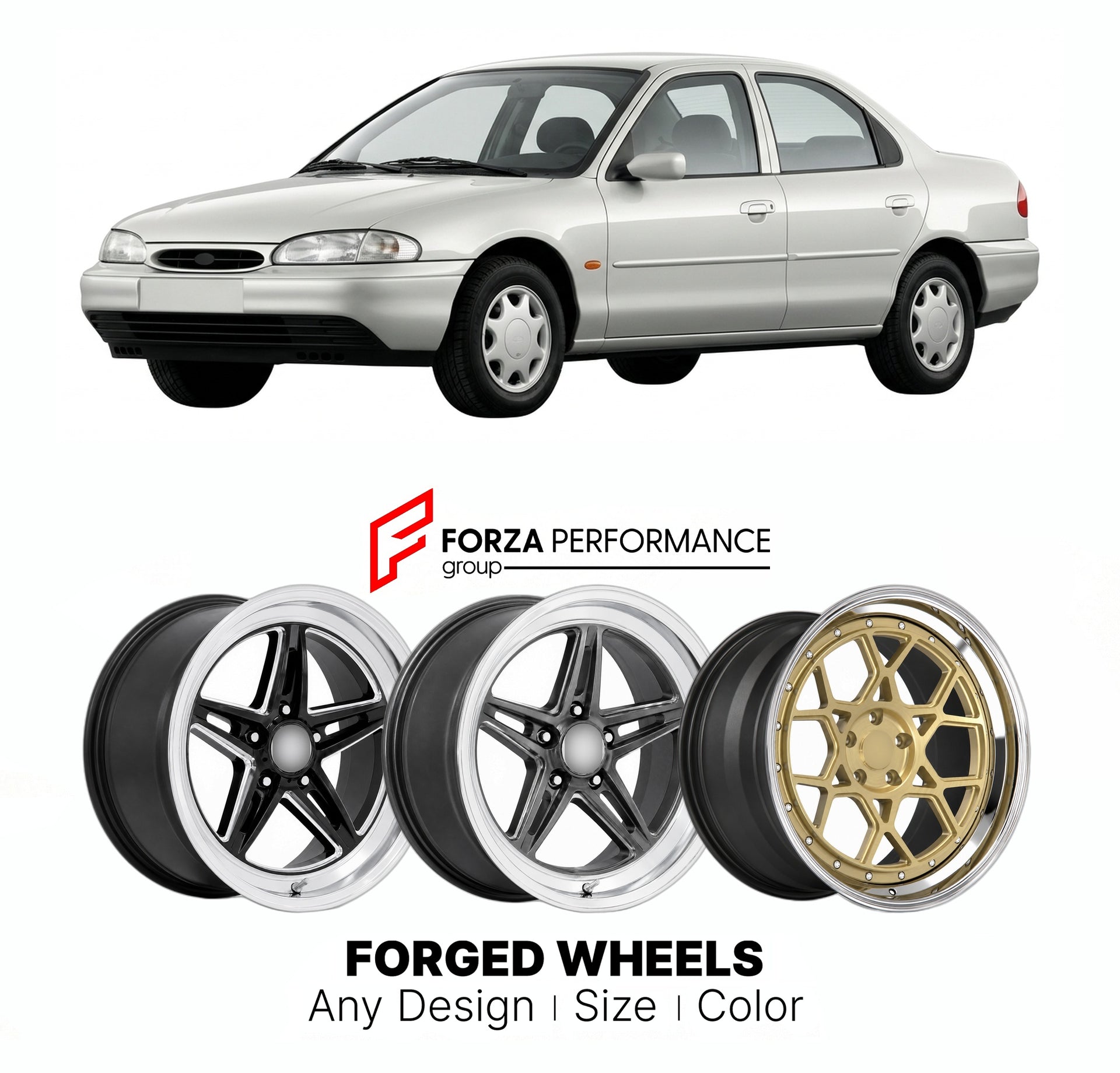 FORGED WHEELS RIMS for FORD MONDEO 1993 - 2020

Custom forged wheels for Ford Mondeo 1993 - 2020. Made-to-order monoblock, 2-piece and 3-piece rims in custom sizes, offsets, colors and finishes with guaranteed fitment.

We manufacture premium quality forged wheels rims for Ford Mondeo 1993 - 2020 in any design, size, color.

THIS WHEEL DESIGN CAN BE CUSTOM-MADE FOR YOUR CAR IN ANY SIZE AND COLOR OPTIONS
Available in monoblock, 2-piece, 3-piece, duoblock, beadlock
3D wheel renderings are provided according t