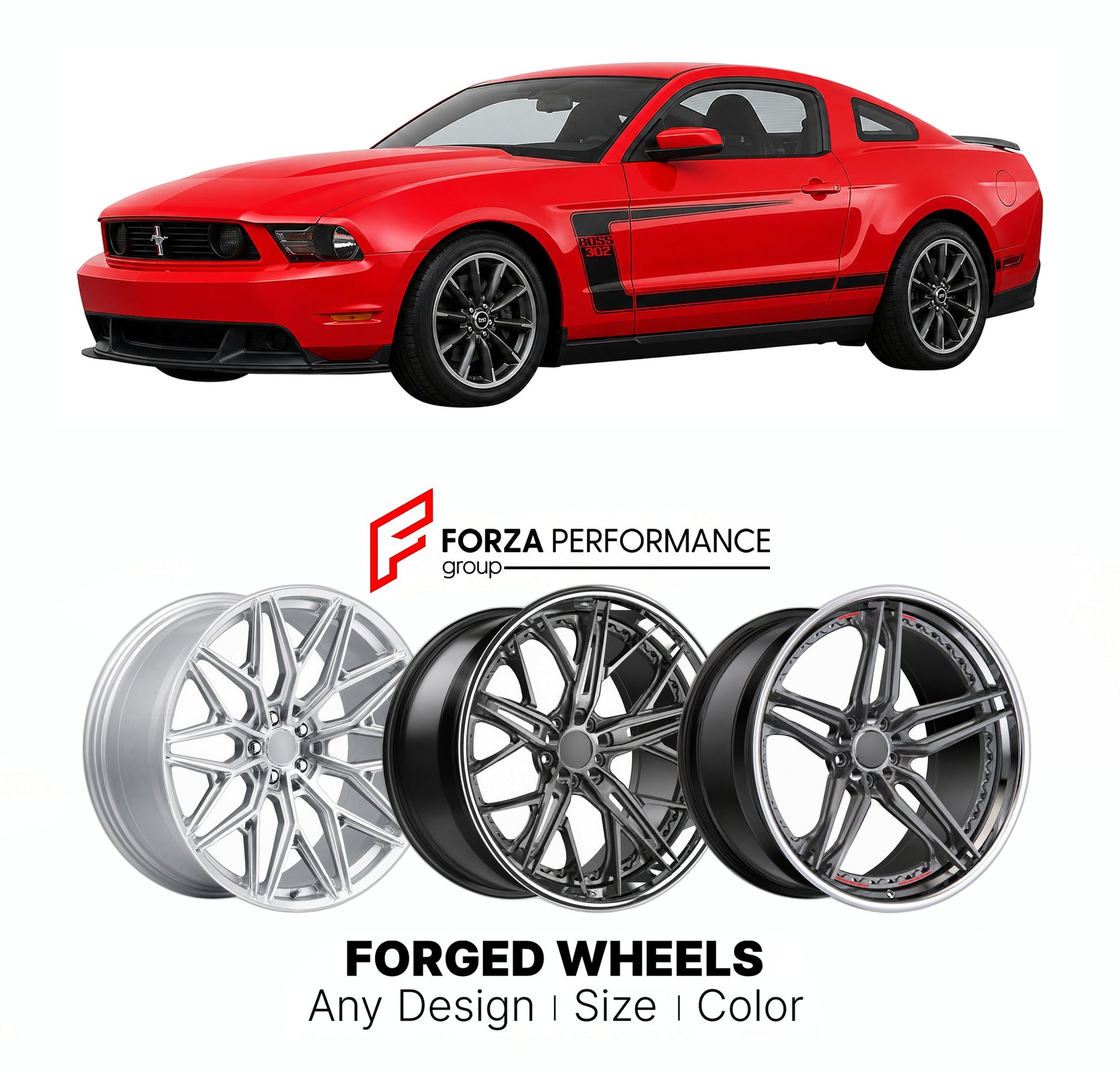 FORGED WHEELS RIMS for FORD MUSTANG BOSS 302 S197 2005 - 2014

Custom forged wheels for Ford Mustang Boss 302 S197 2005 - 2014. Made-to-order monoblock, 2-piece and 3-piece rims in custom sizes, offsets, colors and finishes with guaranteed fitment.

We manufacture premium quality forged wheels rims for Ford Mustang Boss 302 S197 2005 - 2014 in any design, size, color.

THIS WHEEL DESIGN CAN BE CUSTOM-MADE FOR YOUR CAR IN ANY SIZE AND COLOR OPTIONS
Available in monoblock, 2-piece, 3-piece, duoblock, beadlock