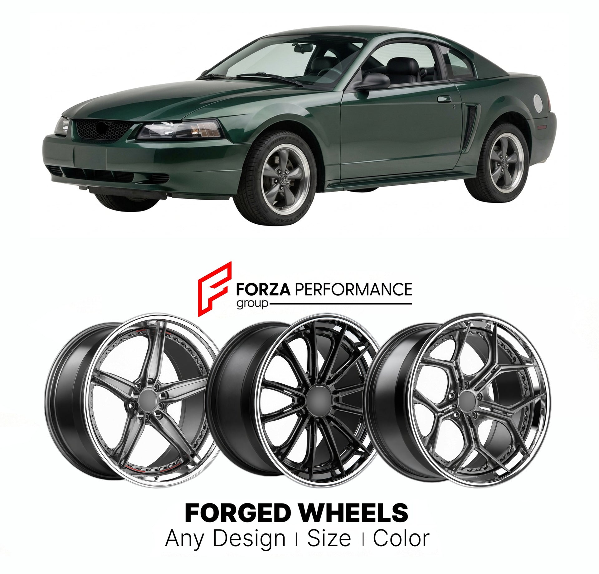 FORGED WHEELS RIMS for FORD MUSTANG BULLITT 2001 - 2024

Custom forged wheels for Ford Mustang Bullitt 2001 - 2024. Made-to-order monoblock, 2-piece and 3-piece rims in custom sizes, offsets, colors and finishes with guaranteed fitment.

We manufacture premium quality forged wheels rims for Ford Mustang Bullitt 2001 - 2024 in any design, size, color.

THIS WHEEL DESIGN CAN BE CUSTOM-MADE FOR YOUR CAR IN ANY SIZE AND COLOR OPTIONS
Available in monoblock, 2-piece, 3-piece, duoblock, beadlock
3D wheel renderin