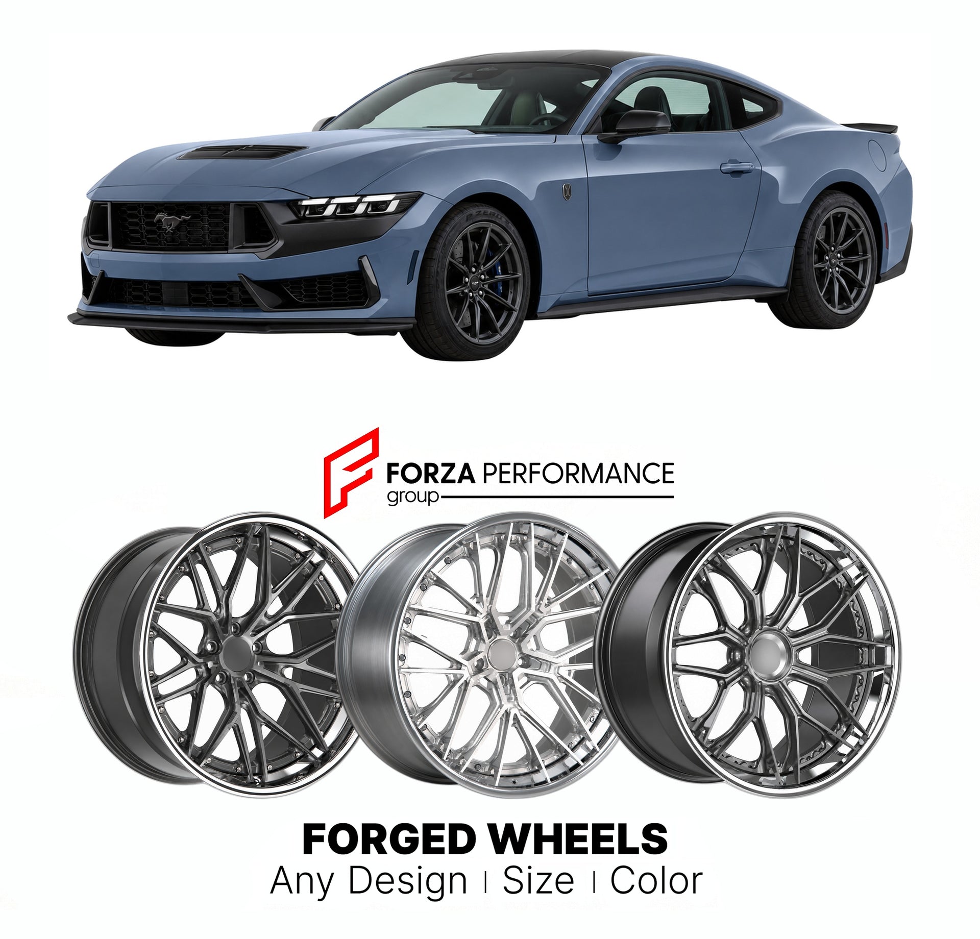 FORGED WHEELS RIMS for FORD MUSTANG DARK HORSE R S650 2024+

Custom forged wheels for Ford Mustang Dark Horse R S650 2024+. Made-to-order monoblock, 2-piece and 3-piece rims in custom sizes, offsets, colors and finishes with guaranteed fitment.

We manufacture premium quality forged wheels rims for Ford Mustang Dark Horse R S650 2024+ in any design, size, color.

THIS WHEEL DESIGN CAN BE CUSTOM-MADE FOR YOUR CAR IN ANY SIZE AND COLOR OPTIONS
Available in monoblock, 2-piece, 3-piece, duoblock, beadlock
3D wh