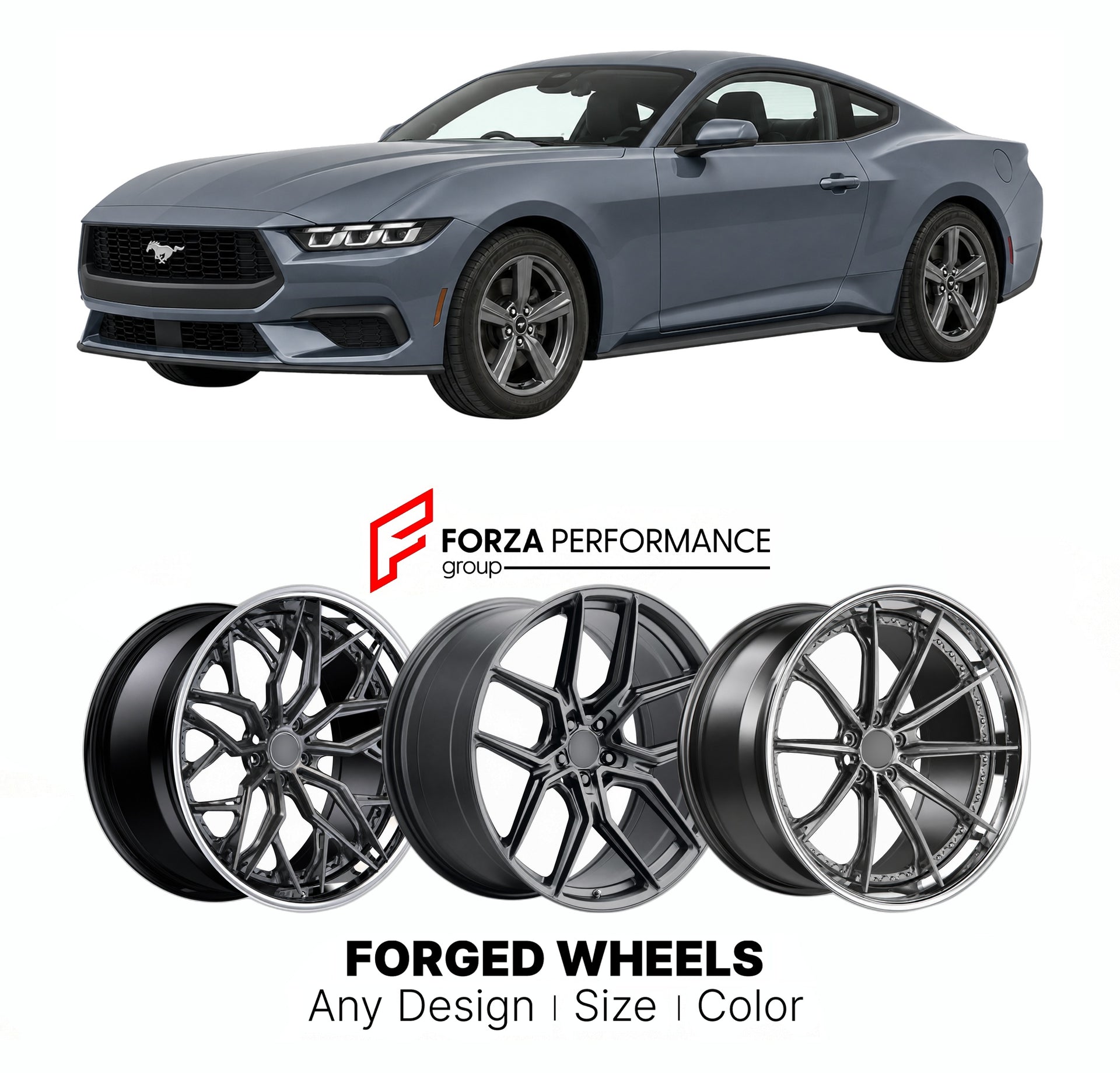 FORGED WHEELS RIMS for FORD MUSTANG ECOBOOST S650 2024+

Custom forged wheels for Ford Mustang EcoBoost S650 2024+. Made-to-order monoblock, 2-piece and 3-piece rims in custom sizes, offsets, colors and finishes with guaranteed fitment.

We manufacture premium quality forged wheels rims for Ford Mustang EcoBoost S650 2024+ in any design, size, color.

THIS WHEEL DESIGN CAN BE CUSTOM-MADE FOR YOUR CAR IN ANY SIZE AND COLOR OPTIONS
Available in monoblock, 2-piece, 3-piece, duoblock, beadlock
3D wheel renderin