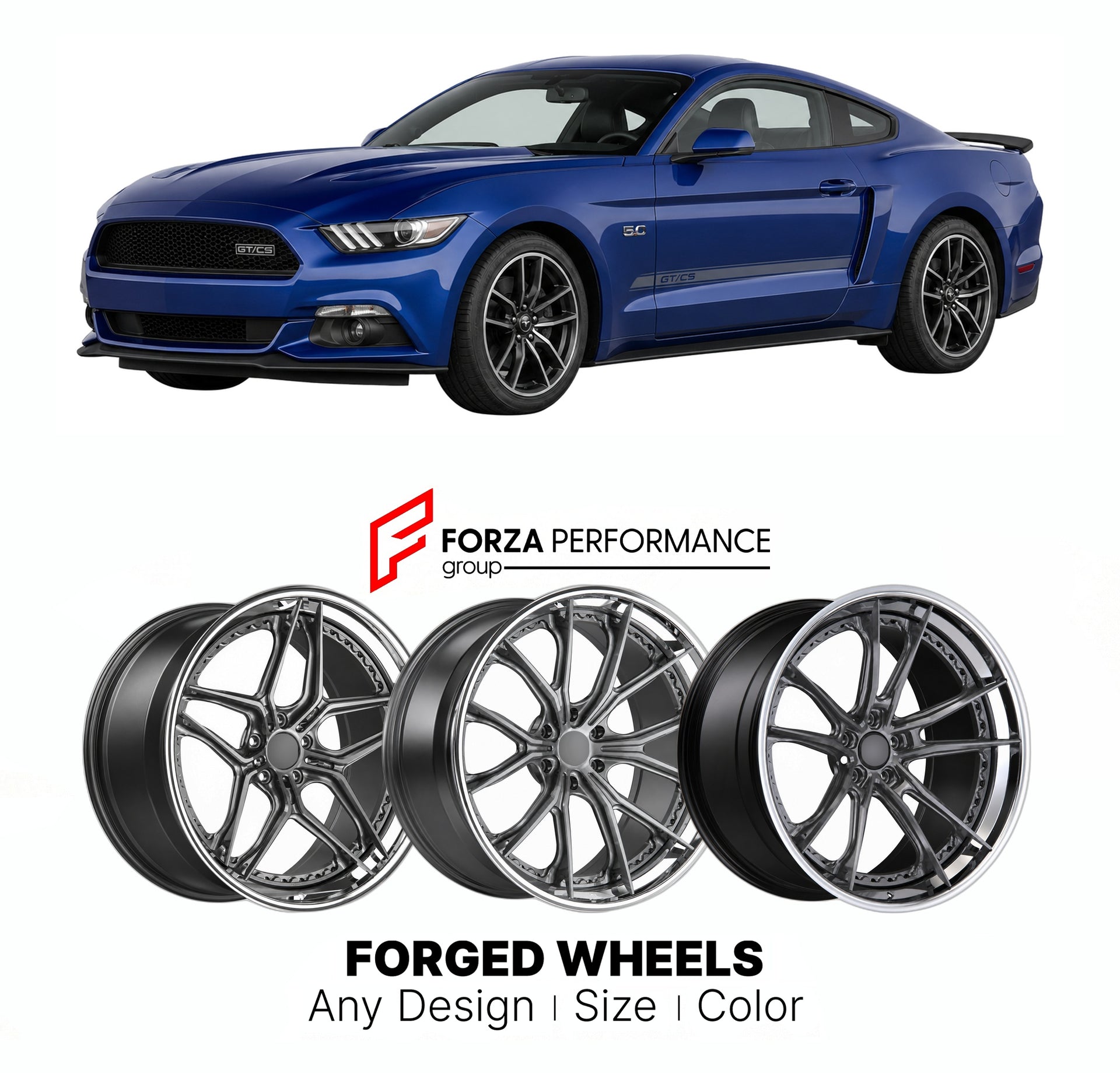 FORGED WHEELS RIMS for FORD MUSTANG GT CALIFORNIA SPECIAL S550 2015 - 2023

Custom forged wheels for Ford Mustang GT California Special S550 2015 - 2023. Made-to-order monoblock, 2-piece and 3-piece rims in custom sizes, offsets, colors and finishes with guaranteed fitment.

We manufacture premium quality forged wheels rims for Ford Mustang GT California Special S550 2015 - 2023 in any design, size, color.

THIS WHEEL DESIGN CAN BE CUSTOM-MADE FOR YOUR CAR IN ANY SIZE AND COLOR OPTIONS
Available in monobloc
