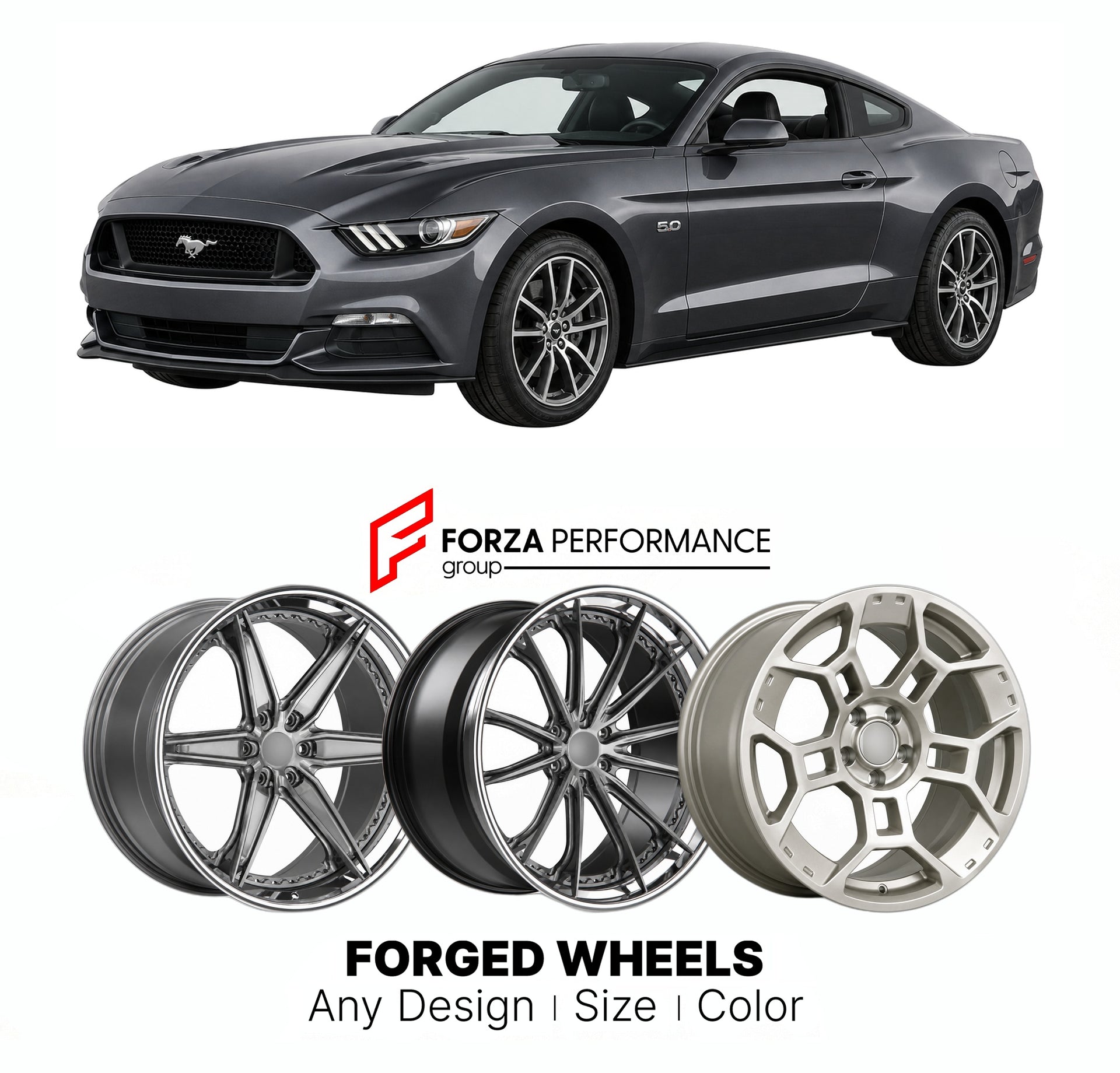 FORGED WHEELS RIMS for FORD MUSTANG GT PERFORMANCE PACKAGE S550 2015 - 2023

Custom forged wheels for Ford Mustang GT Performance Package S550 2015 - 2023. Made-to-order monoblock, 2-piece and 3-piece rims in custom sizes, offsets, colors and finishes with guaranteed fitment.

We manufacture premium quality forged wheels rims for Ford Mustang GT Performance Package S550 2015 - 2023 in any design, size, color.

THIS WHEEL DESIGN CAN BE CUSTOM-MADE FOR YOUR CAR IN ANY SIZE AND COLOR OPTIONS
Available in monob