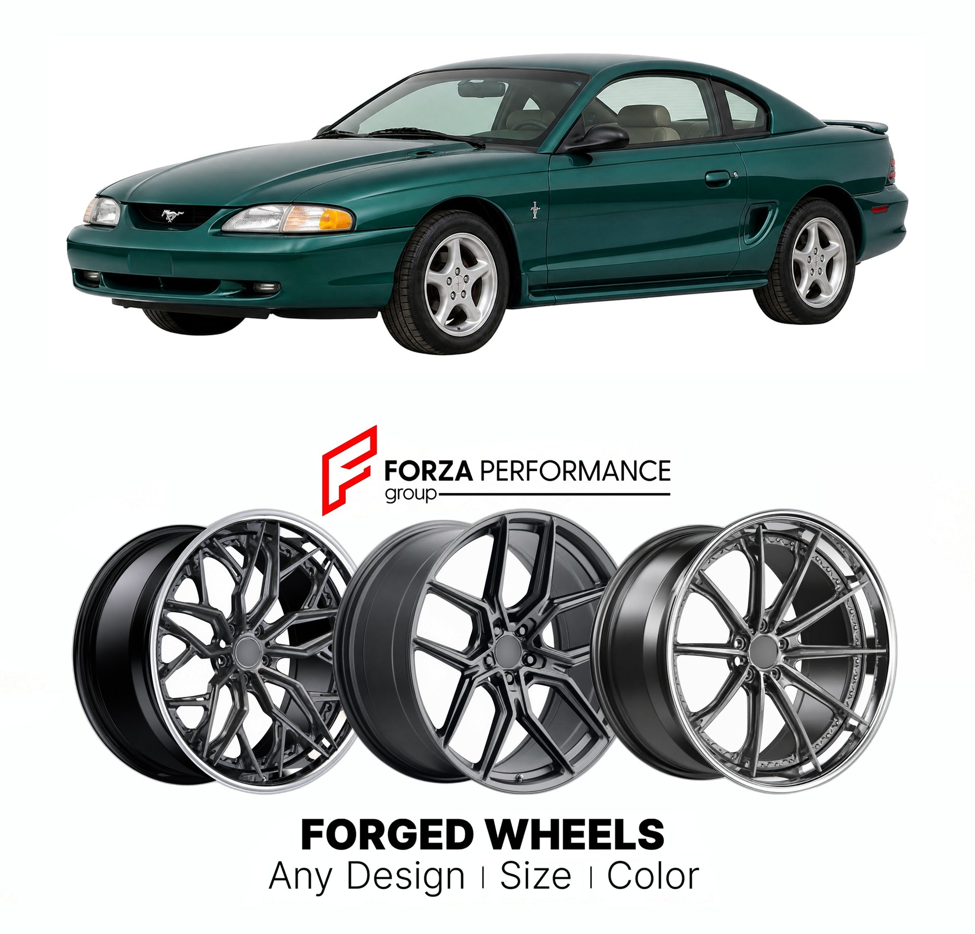 FORGED WHEELS RIMS for FORD MUSTANG SN95 1994 - 2004

Custom forged wheels for Ford Mustang SN95 1994 - 2004. Made-to-order monoblock, 2-piece and 3-piece rims in custom sizes, offsets, colors and finishes with guaranteed fitment.

We manufacture premium quality forged wheels rims for Ford Mustang SN95 1994 - 2004 in any design, size, color.

THIS WHEEL DESIGN CAN BE CUSTOM-MADE FOR YOUR CAR IN ANY SIZE AND COLOR OPTIONS
Available in monoblock, 2-piece, 3-piece, duoblock, beadlock
3D wheel renderings are pr